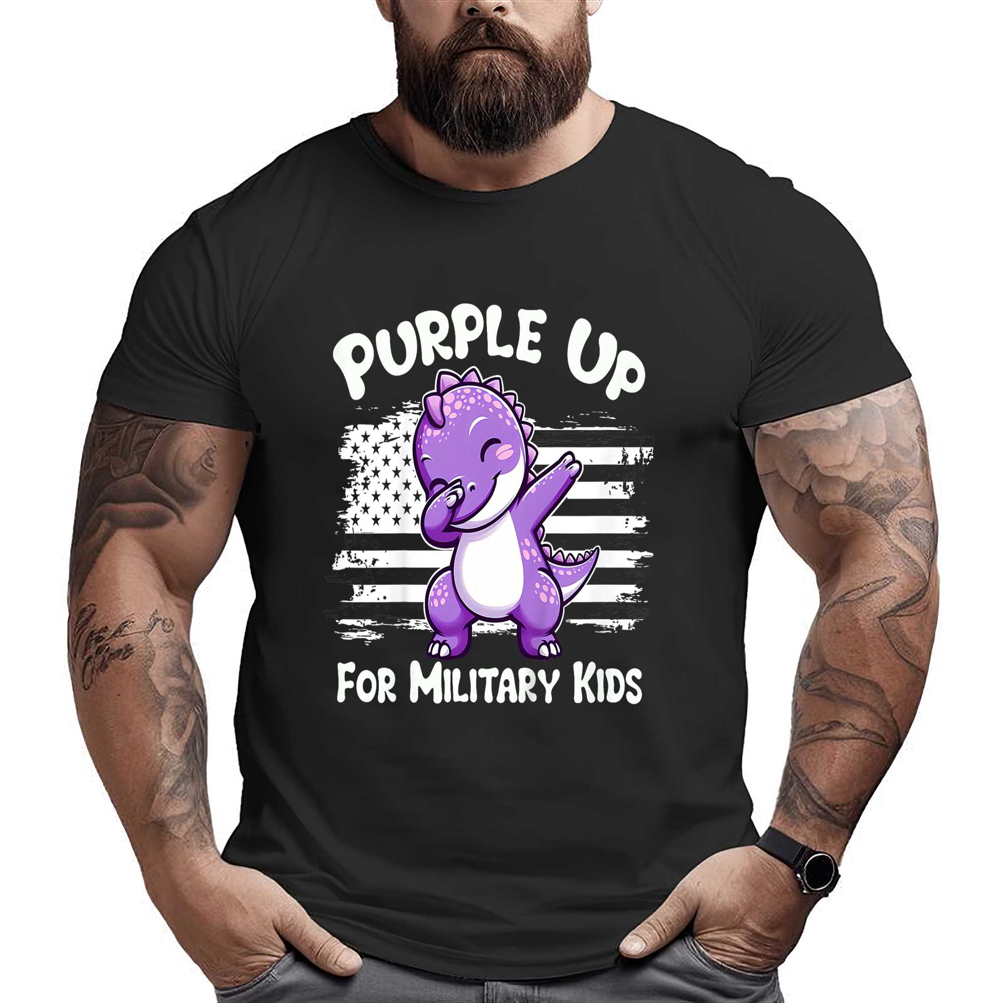 Dabbing Dinosaur Purple Up For Military Kids Military Child T-shirt