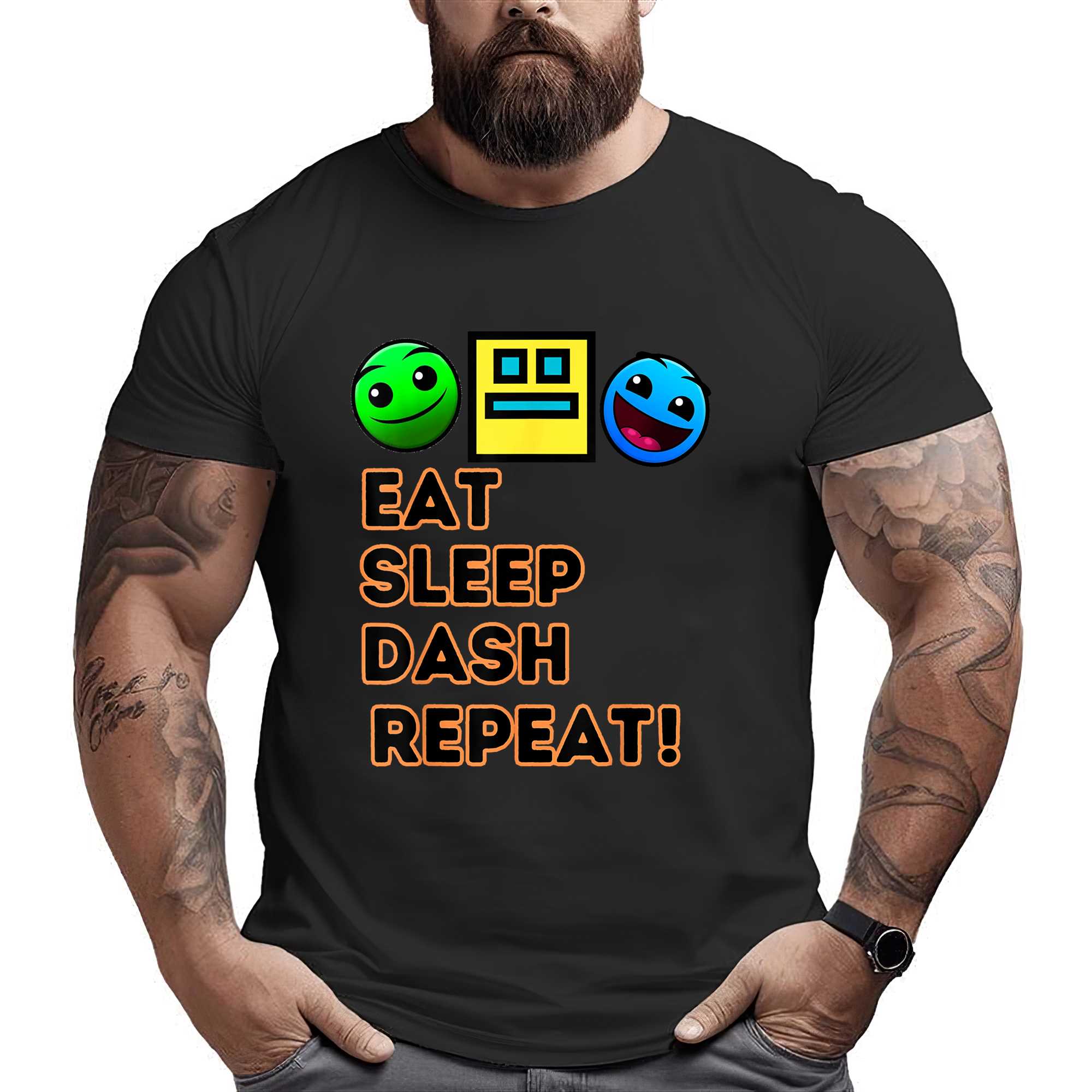 Eat Sleep Dash Repeat Video Game Geometry Video Gamer T-shirt