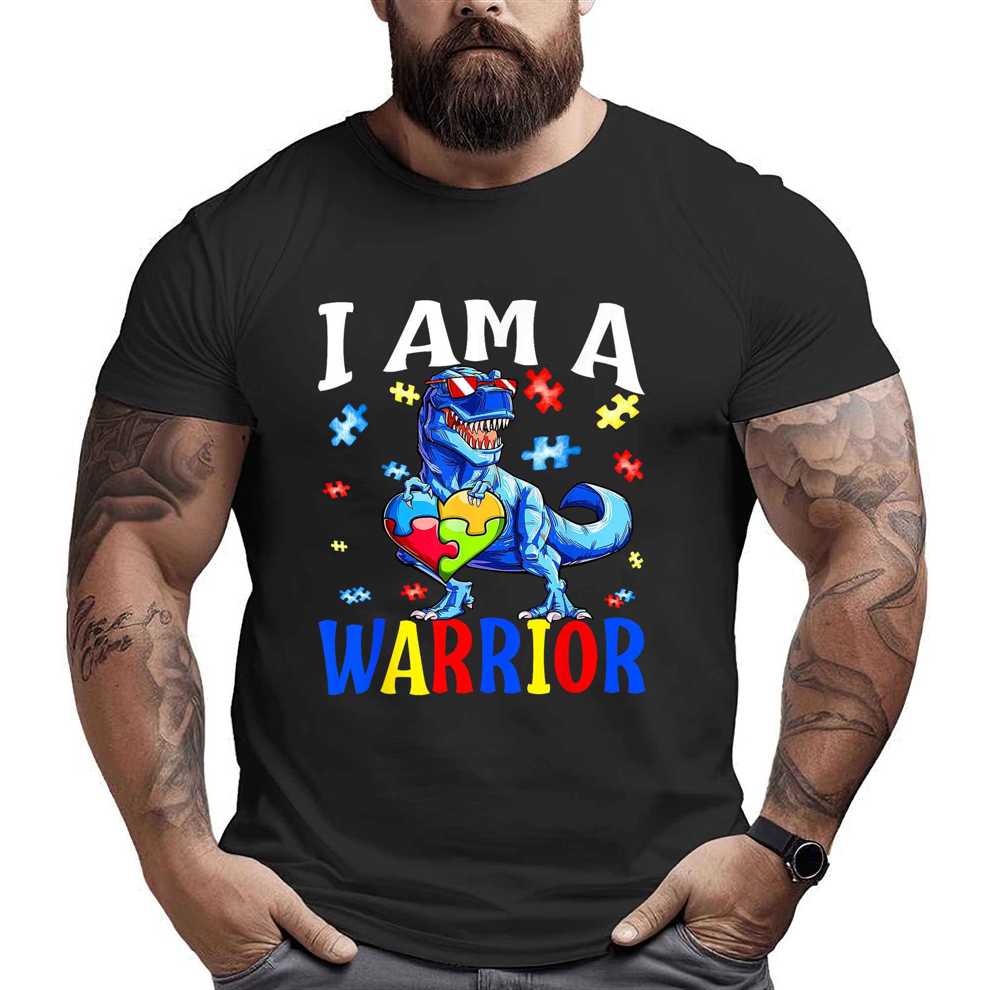 I Am A Warrior Autism Family Dinosaur Autism Awareness T-shirt