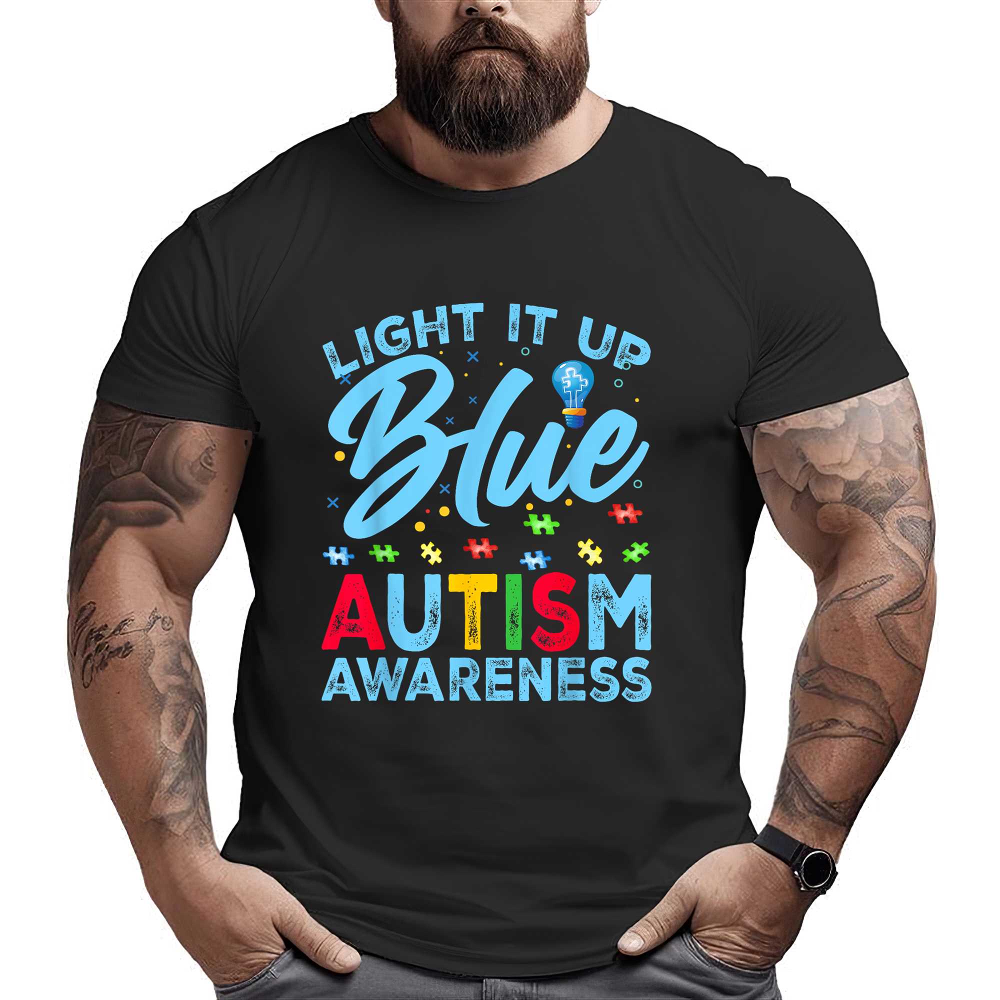Light It Up Blue Autism Awareness Men Women Kids T-shirt