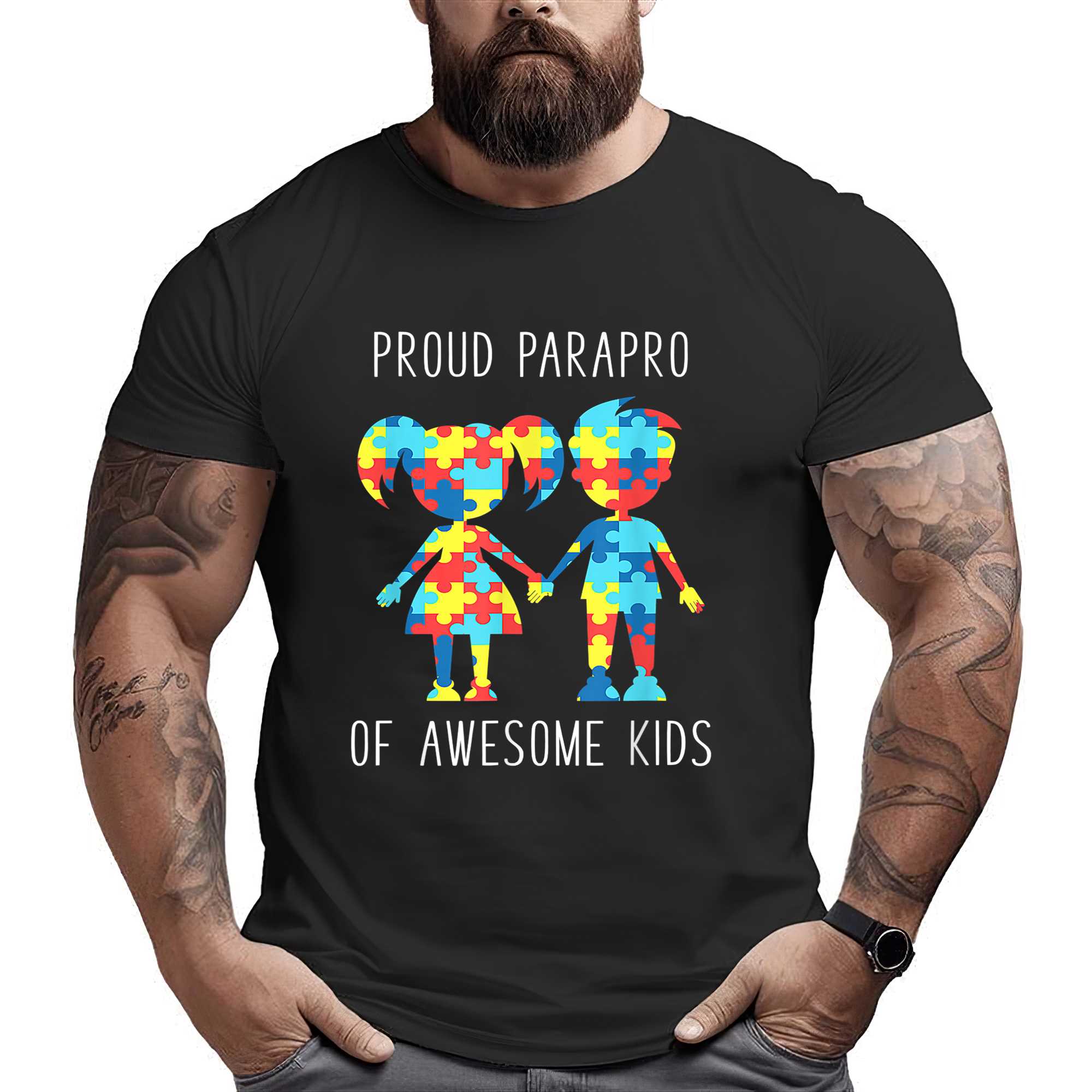 Proud Paraprofessional Autism Awareness Puzzle Teacher T-shirt