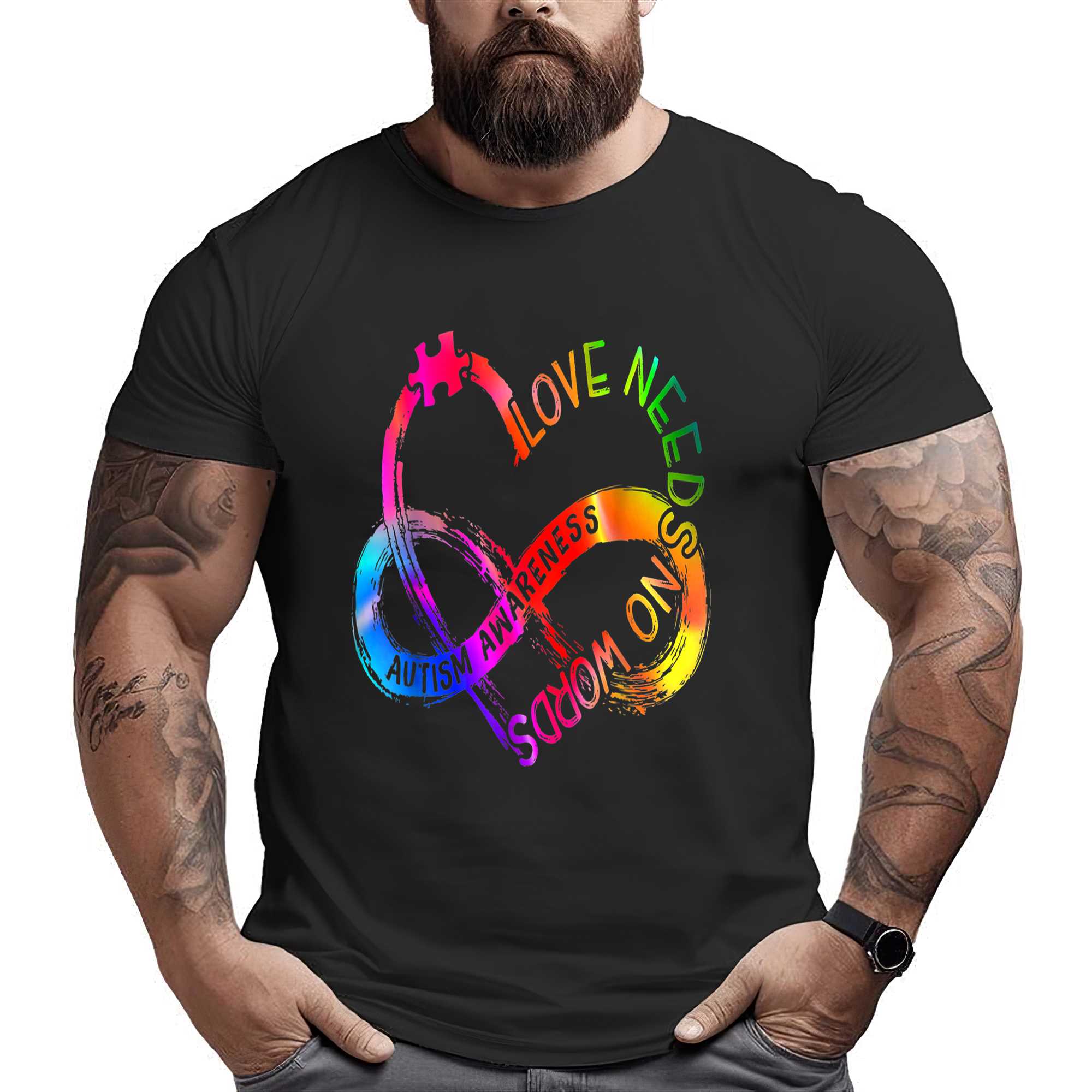 Tie Dye Infinity Heart Love Autism Awareness Needs No Words T-shirt