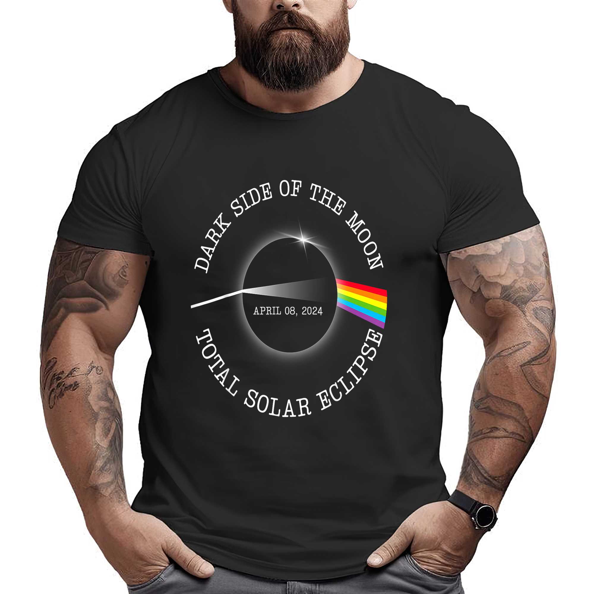 Total Solar Eclipse 2024 Rainbow Totality Dark Side Moon T-shirt