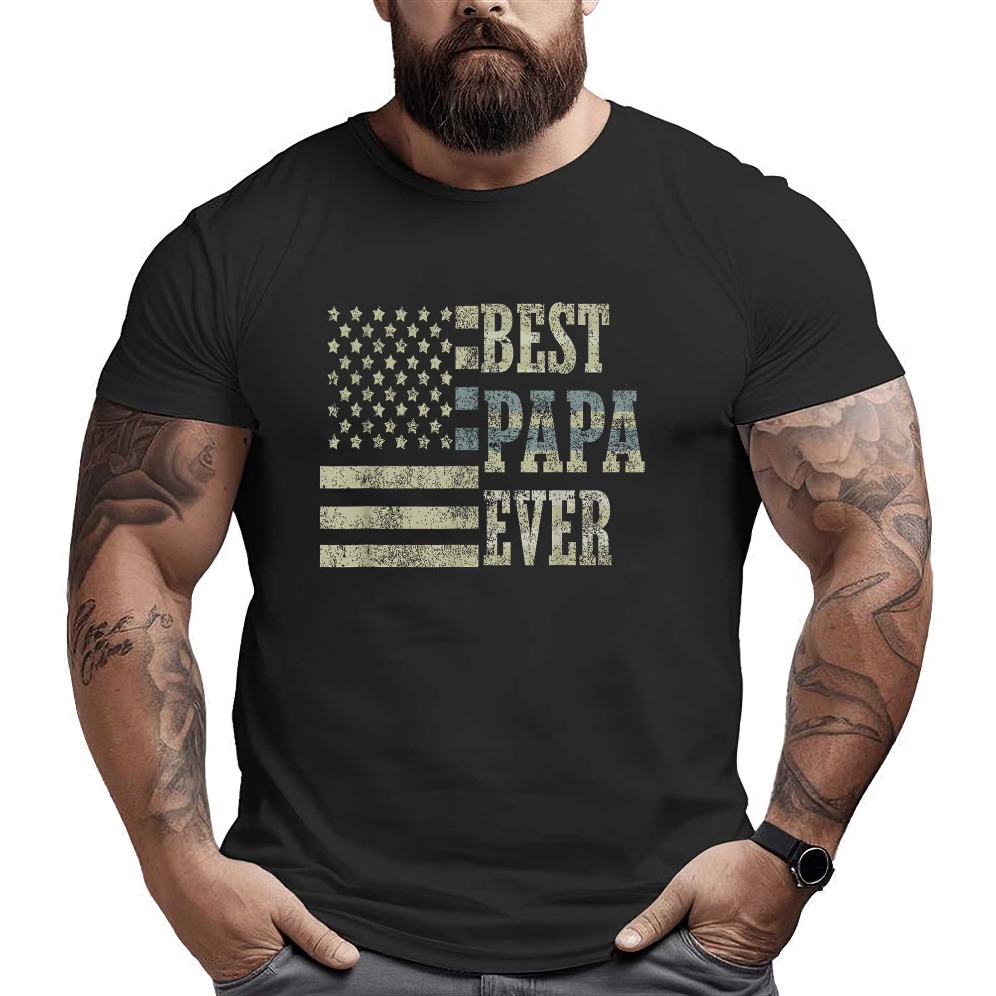 Best Papa Ever American Flag Usa Flag T-shirt
