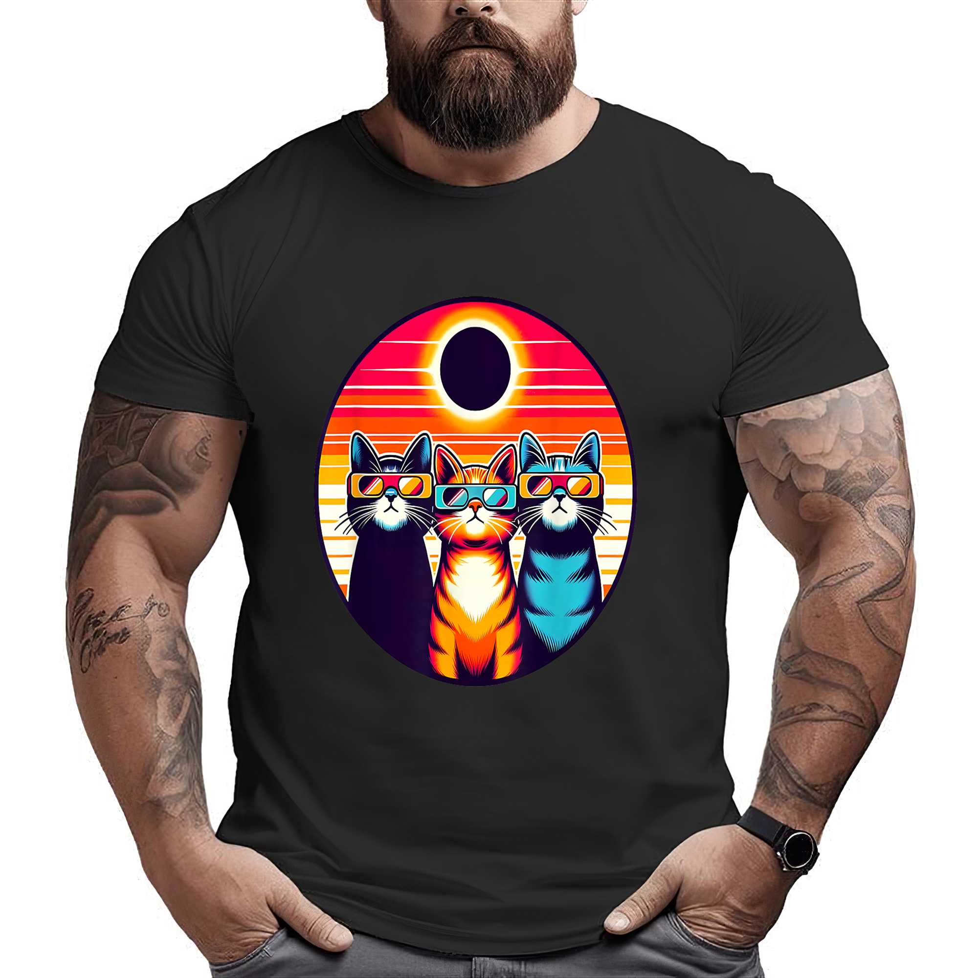 Solar Eclipse 2024 Cat Wearing Solar Eclipse Glasses T-shirt