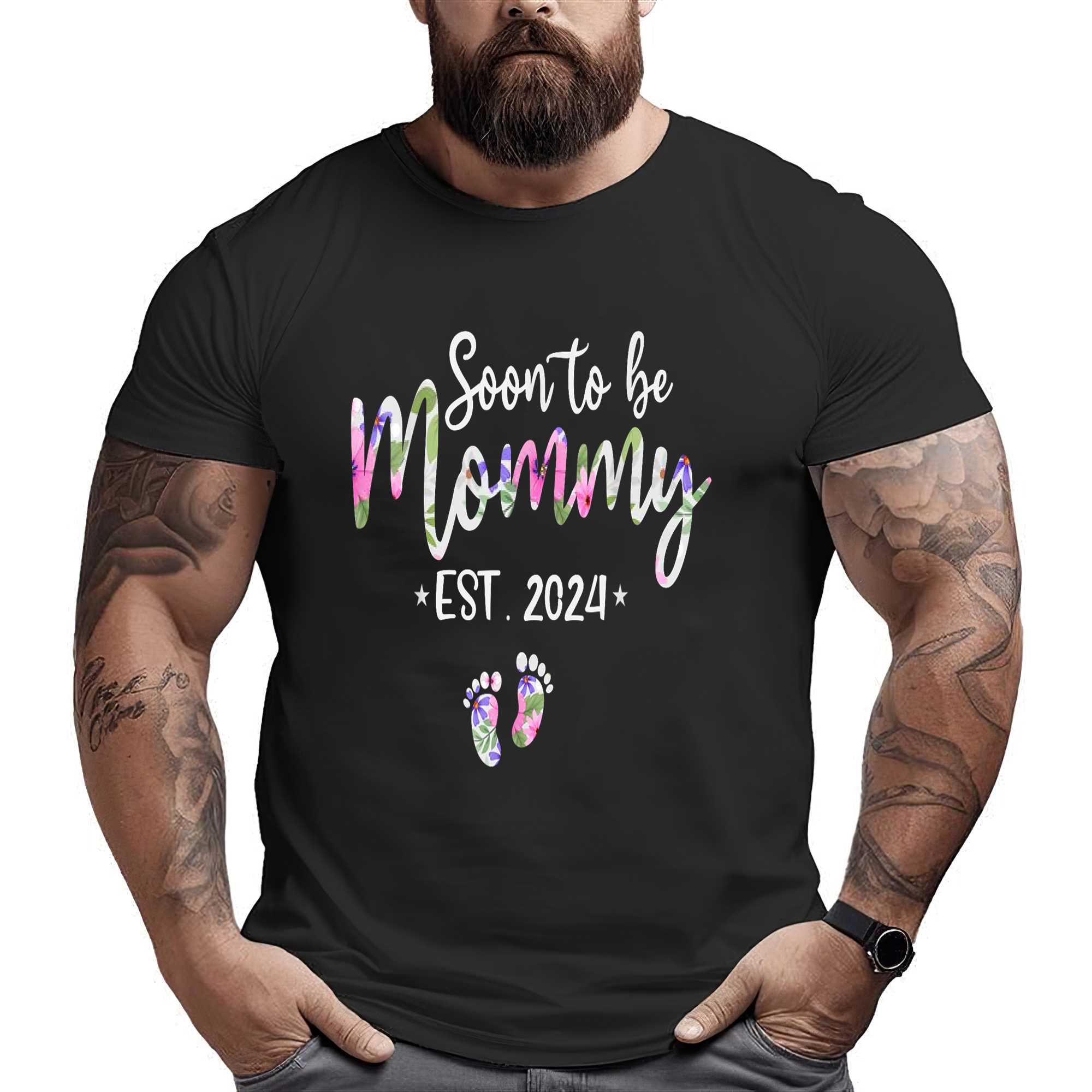 Soon To Be Mommy Mom Est 2024 Expect Baby Funny Pregnancy T-shirt