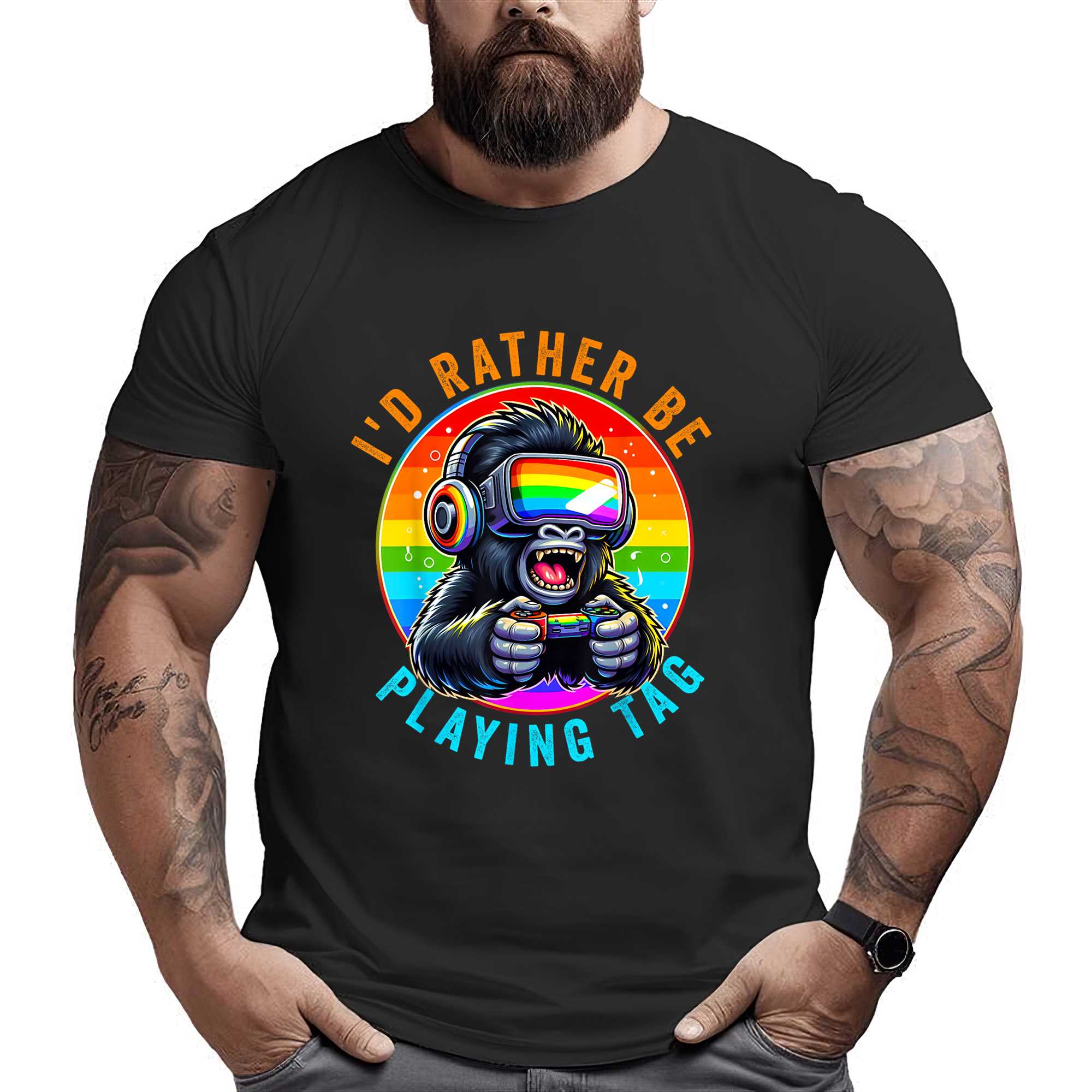 I’d Rather Be Playing Tag Gorilla Monke Tag Gorilla Vr Gamer T-shirt