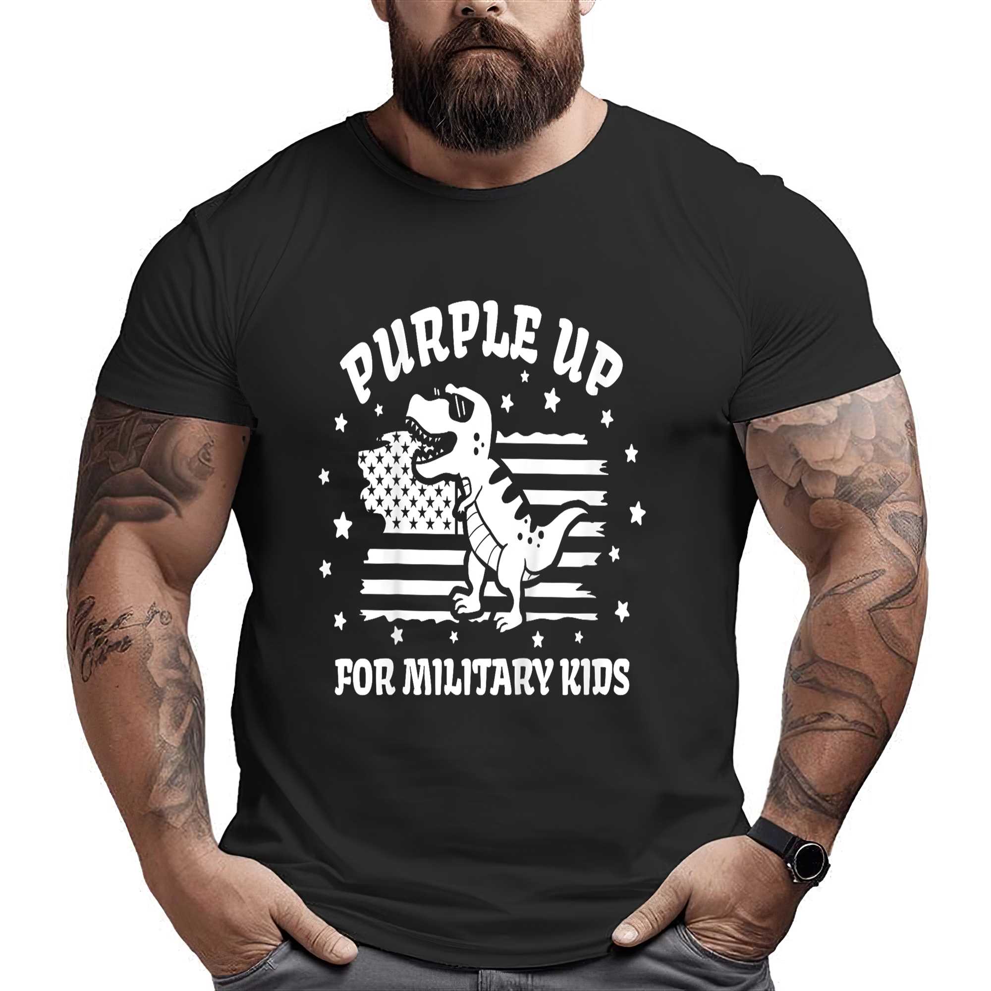 Military Kids Dinosaur Purple Up For Military Child Month T-shirt