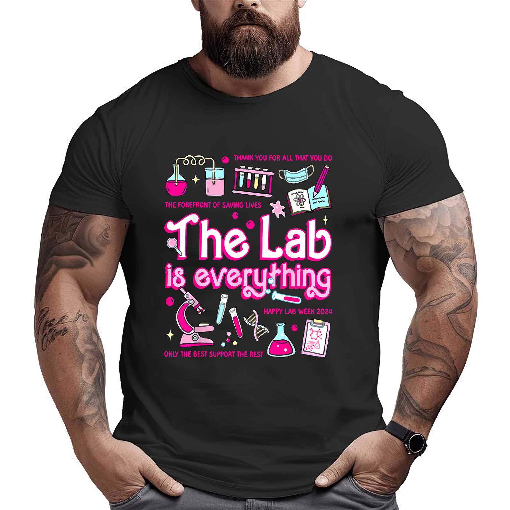 Retro Pink Funny The Lab Is Everything Happy Lab Week 2024 T-shirt