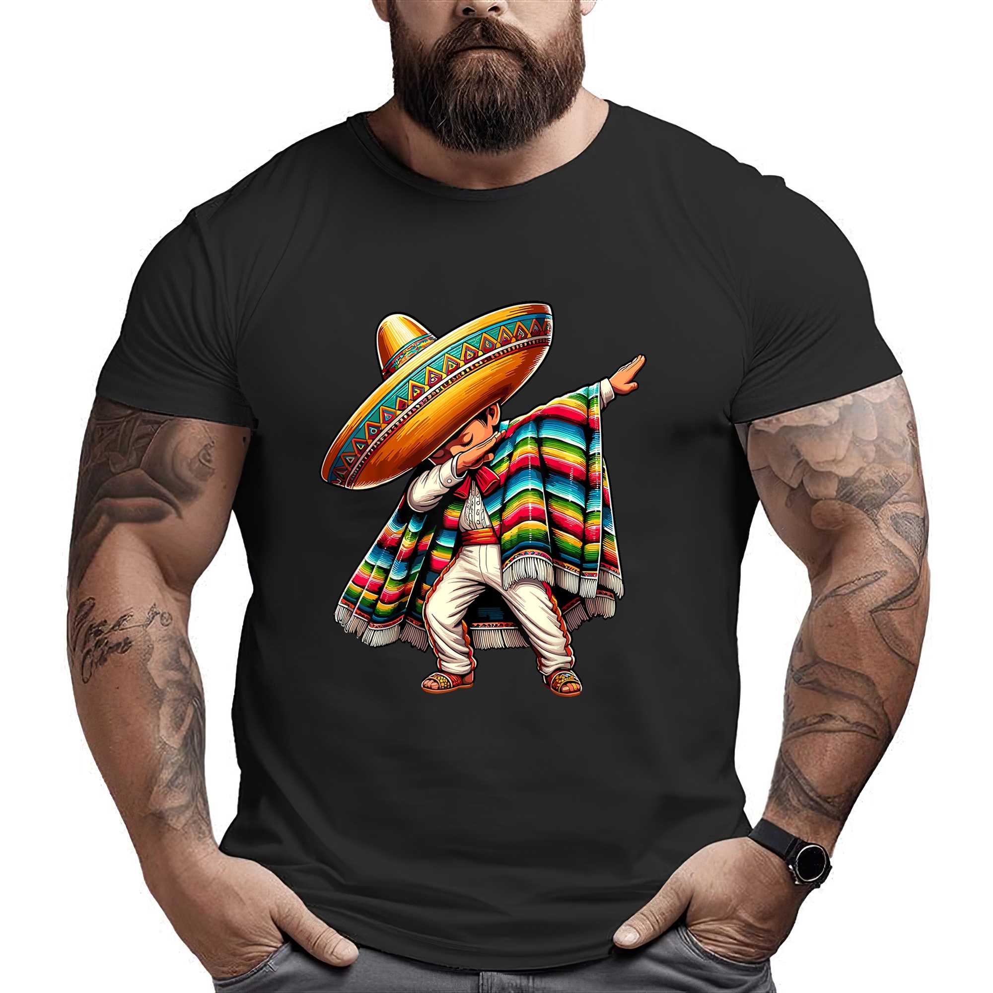 Dabbing Boys Mexican Poncho Cinco De Mayo T-shirt