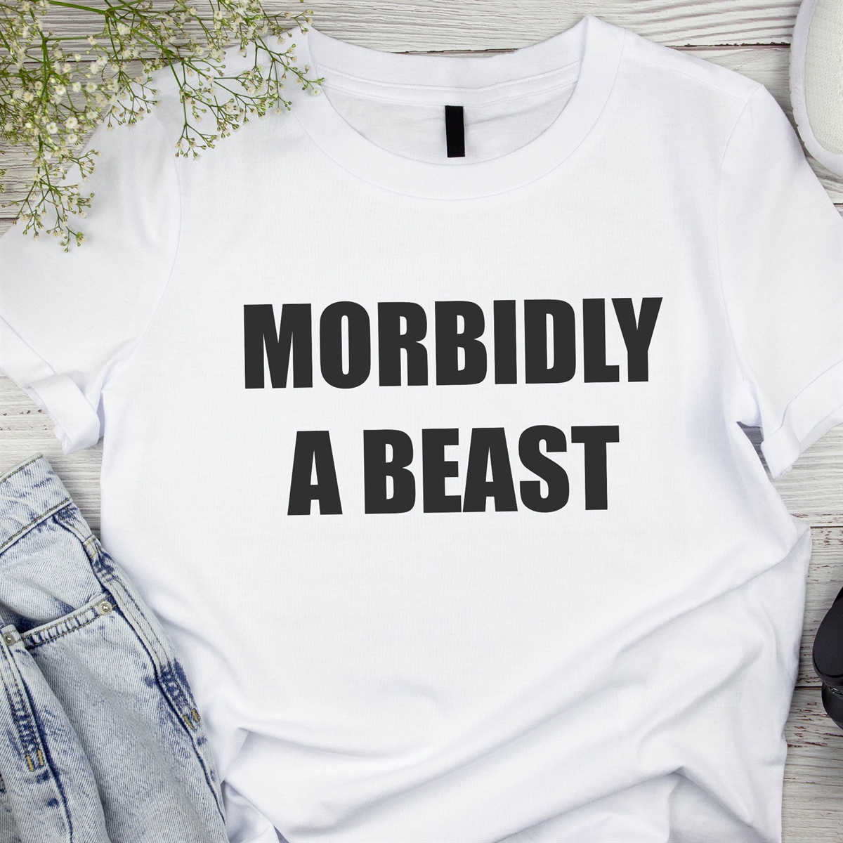 Morbidly A Beast Tee Funny Graphic Shirt Unisex Humorous Dad Gift Cotton Unisex Tshirt Cool Husband Present Hilarious Men Womens Top