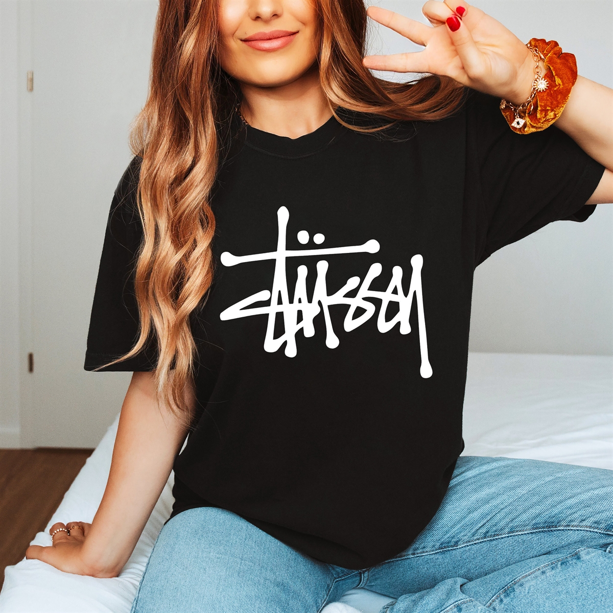 Stussy Printed T-shirt Streetwear Tshirt Tee Trendy Shirt