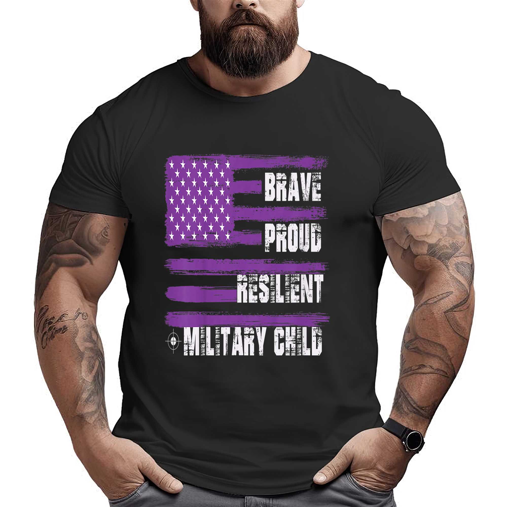 2023 Month Military Kids Military Child Adult Purple Up T-shirt