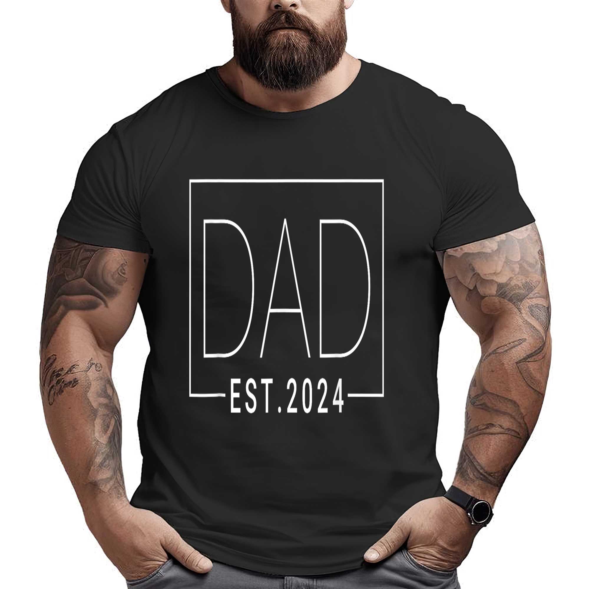 Dad Est 2024 New Dad Gift For Dad Anniversary Father Men T-shirt