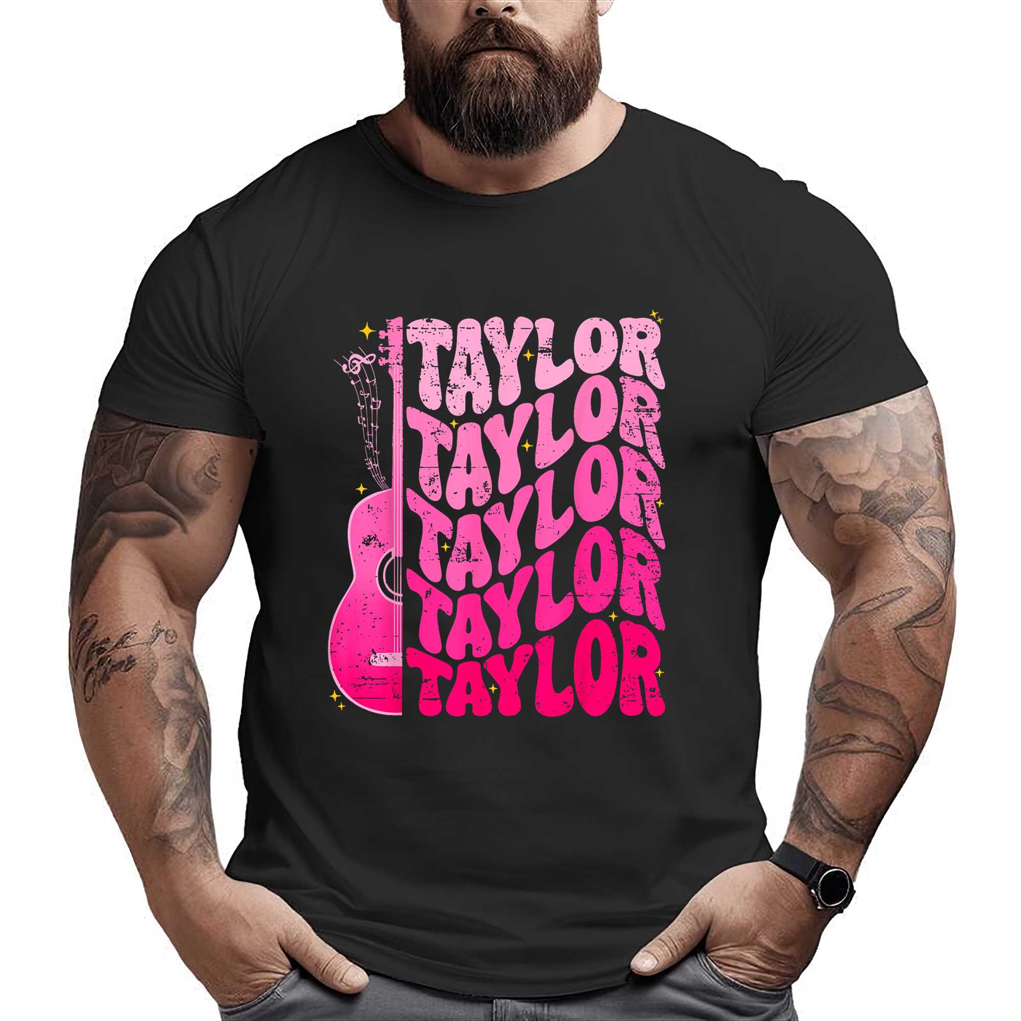 Girl Retro Taylor First Name Personalized Groovy 80’s Pink T-shirt