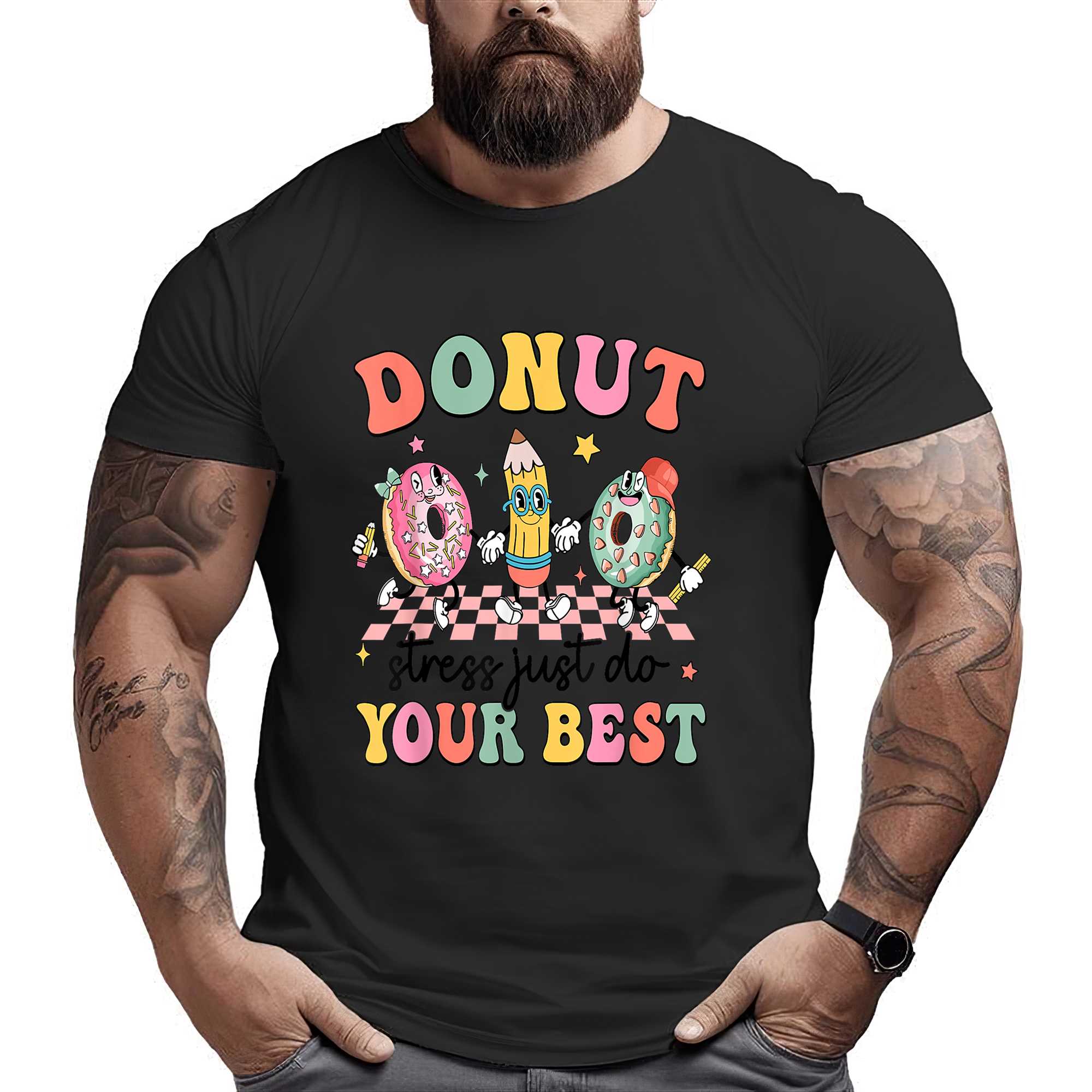 Groovy Donut Stress Just Do Your Best Testing Day Teachers T-shirt