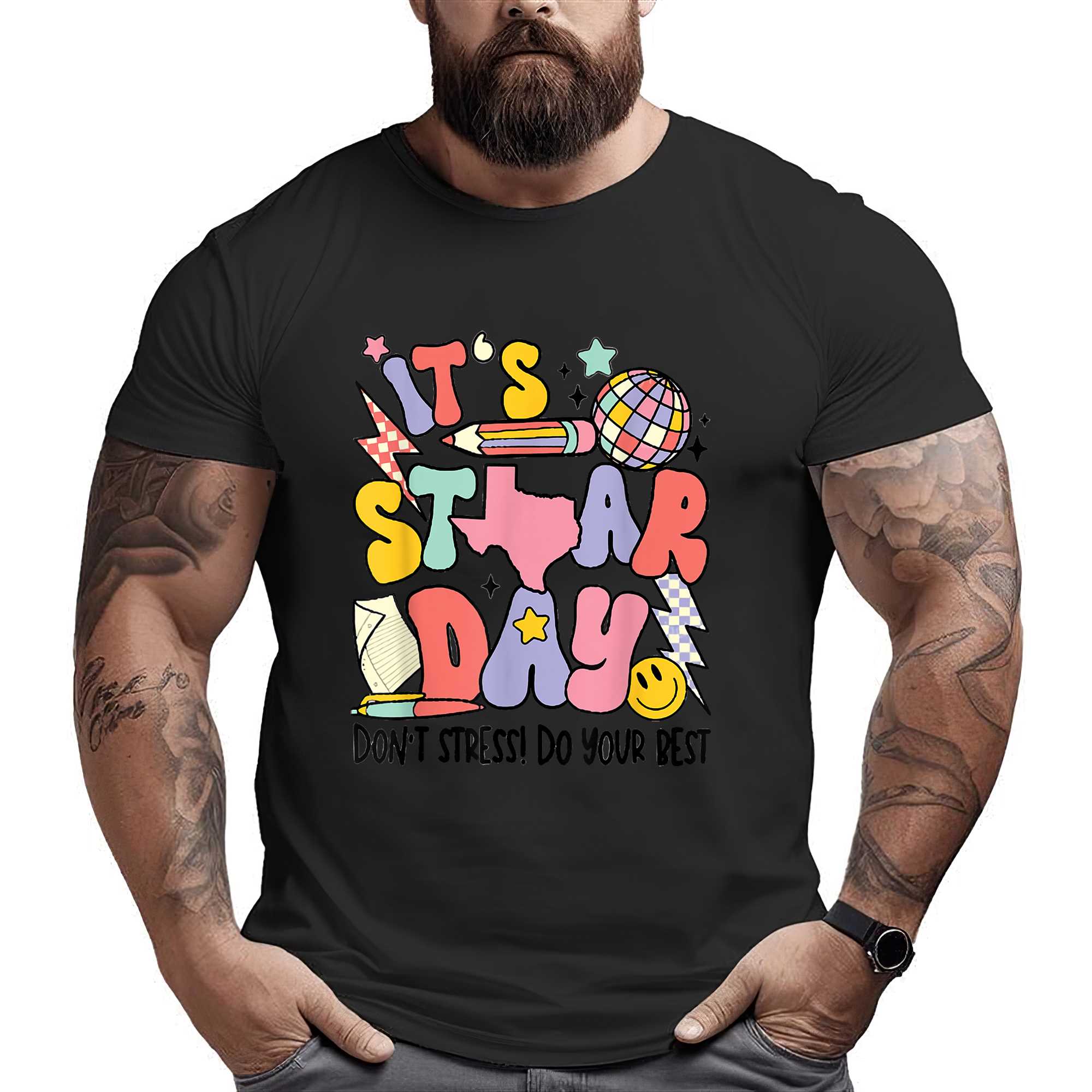 Groovy It’s Staar Day Don’t Stress Do Your Best Test Day T-shirt