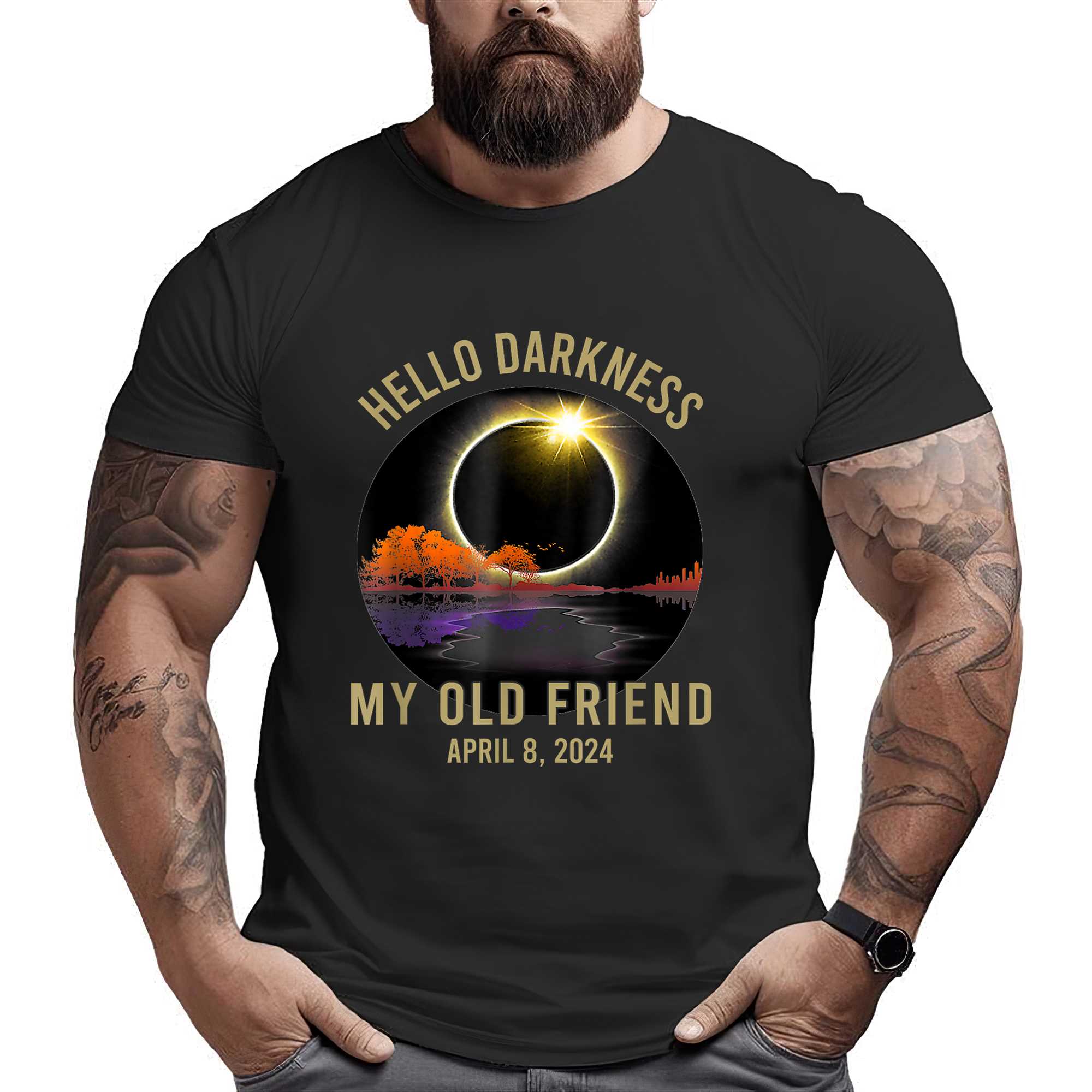Hello Darkness My Old Friend Guitar Landscape T-shirt