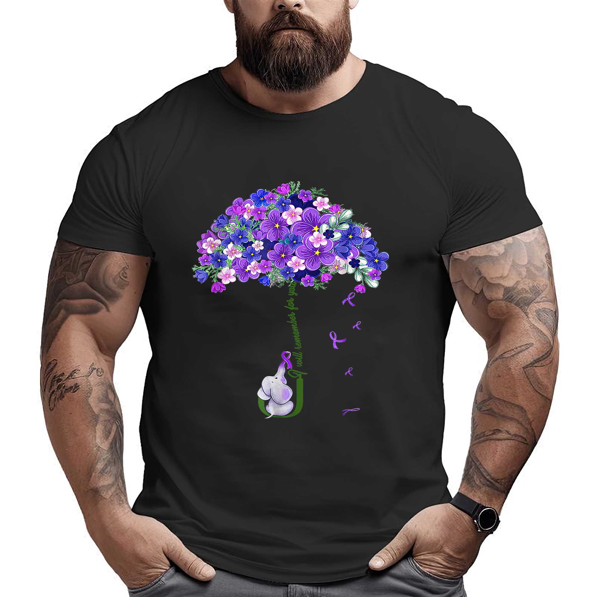 I’ll Remember For You Purple Elephant Alzheimer’s Awareness T-shirt