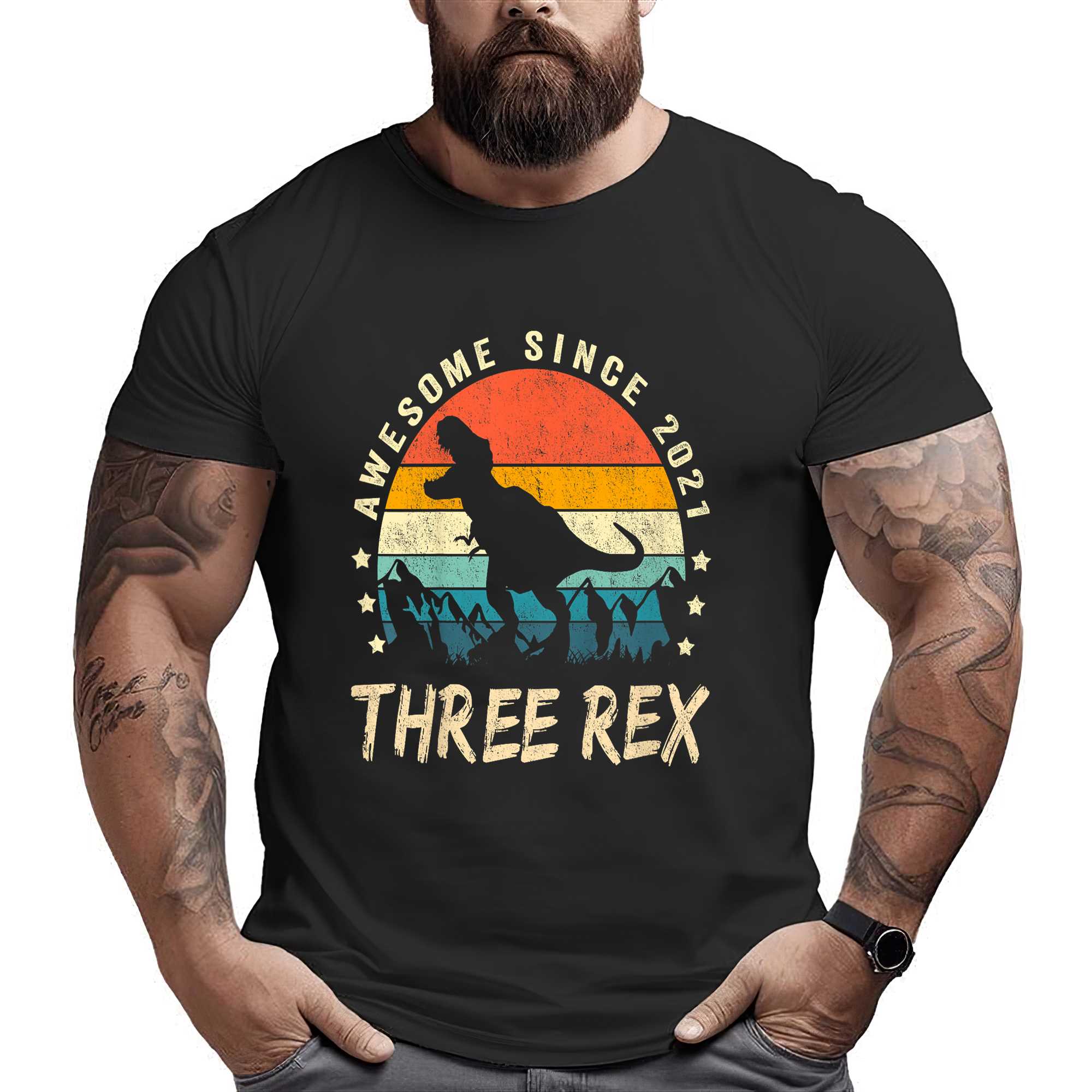 Kids Three Rex 3rd Birthday Shirt Third Dinosaur 3 Year Old T-shirt