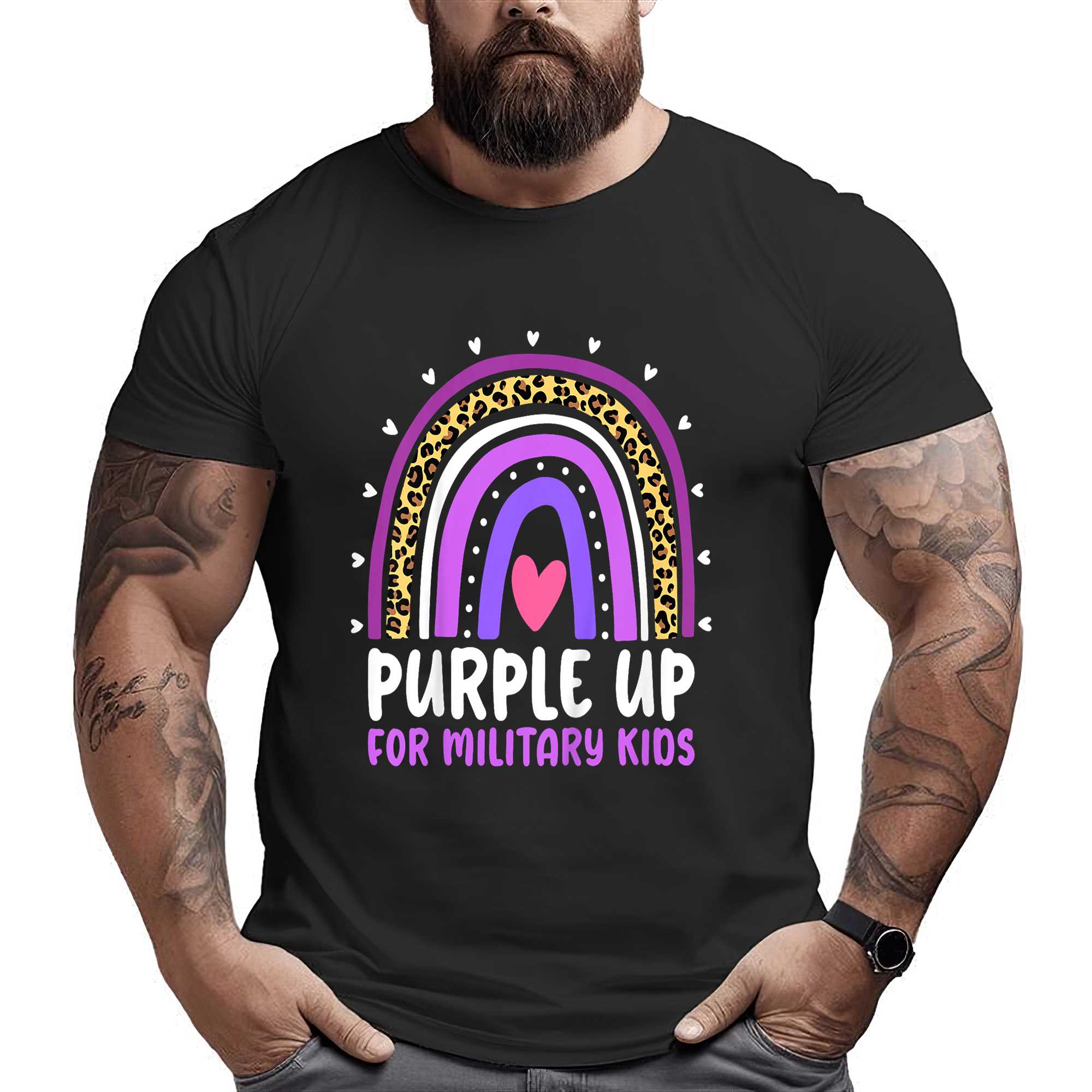 Purple Up For Military Kids Month Military Child Rainbow T-shirt