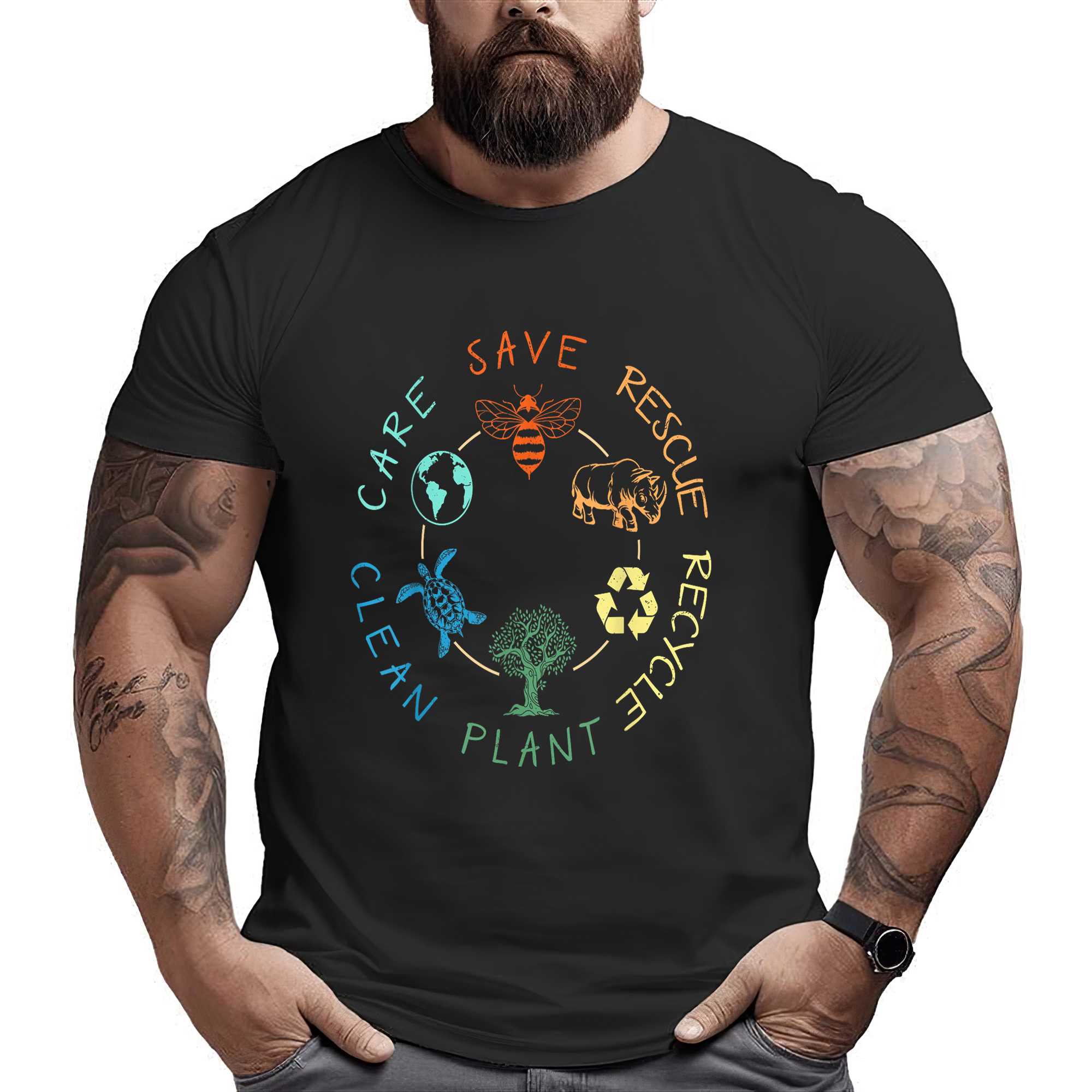 Save Bees Rescue Animals Recycle Plastic Earth Day 2024 T-shirt