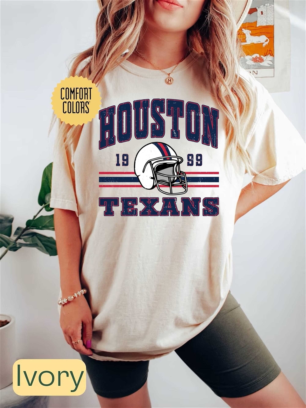 Houston Football Comfort Colors Shirt Trendy Vintage Retro 80s Style Football Tshirt