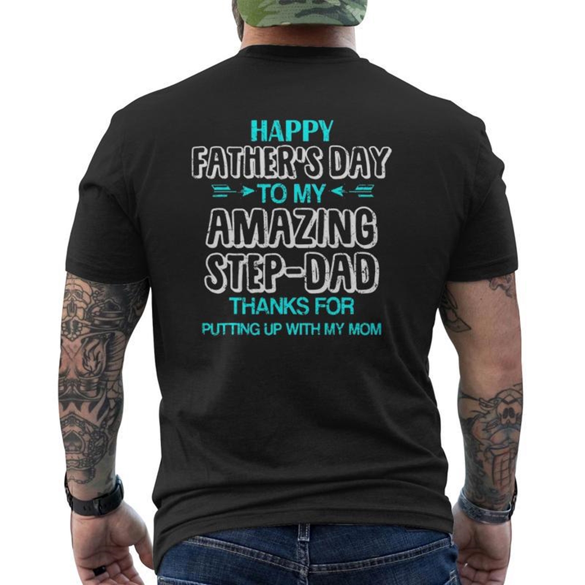 Amazing Stepdad Stepfather For Father’s Day Mens Back Print T-shirt