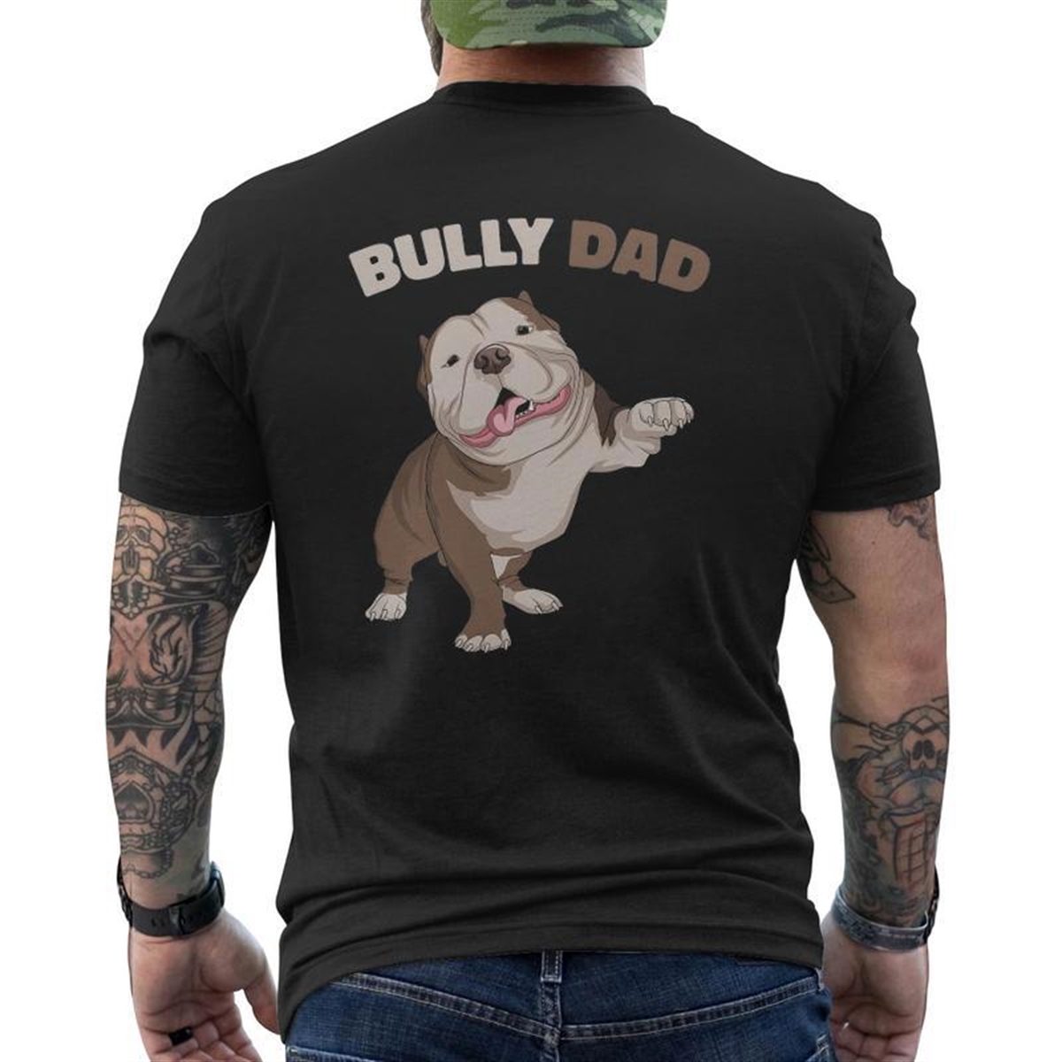 American Bully Dad Dog Owner Father Men Mens Back Print T-shirt