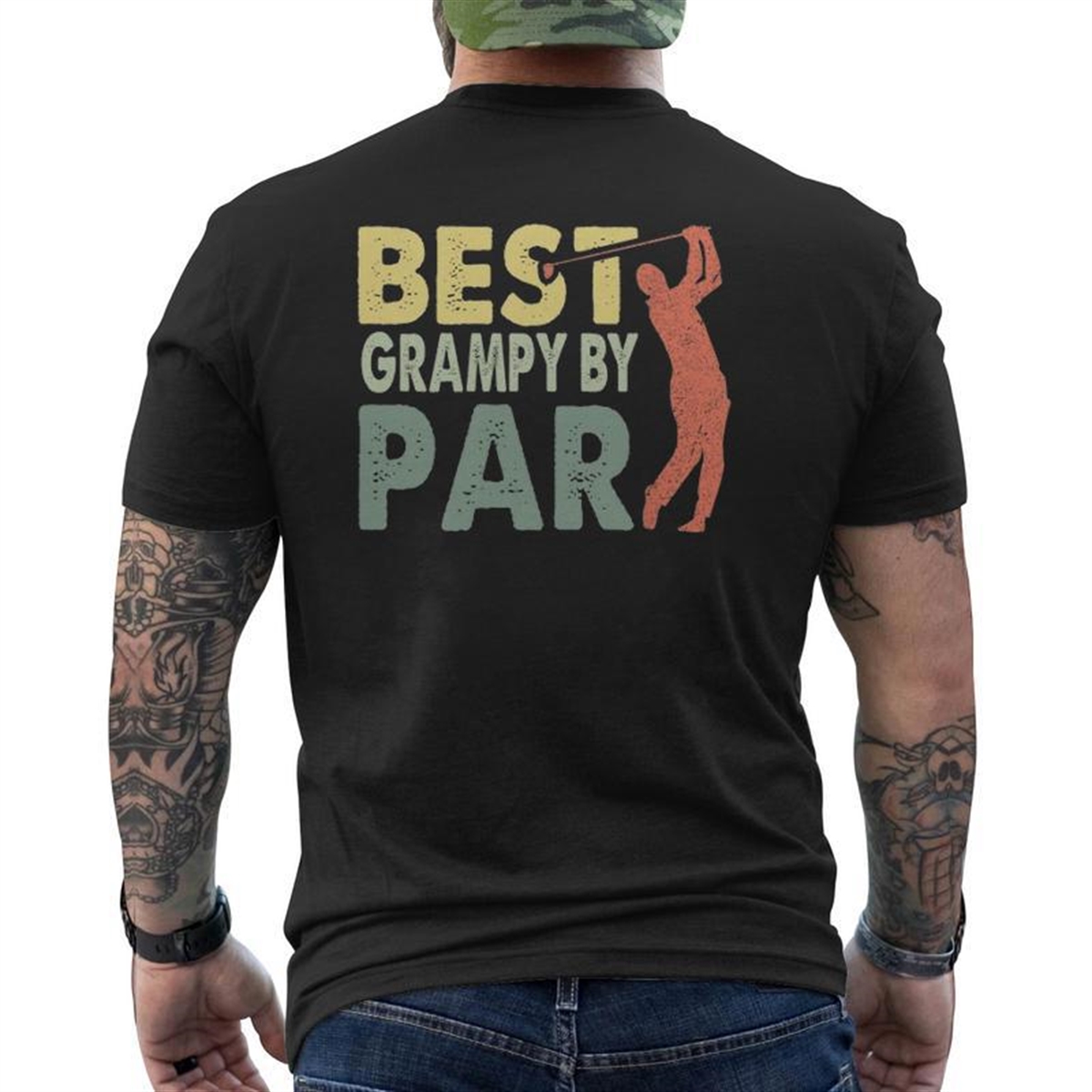 Best Grampy By Par Father’s Day Golf Grampy Mens Back Print T-shirt