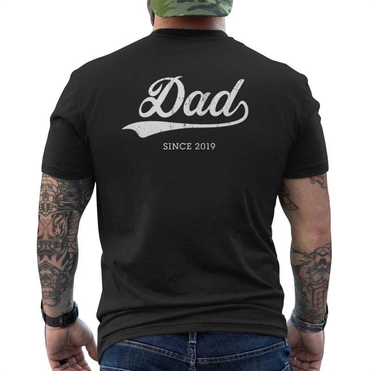Dad 2019 Daddy Since 2019 Father’s Day Mens Back Print T-shirt