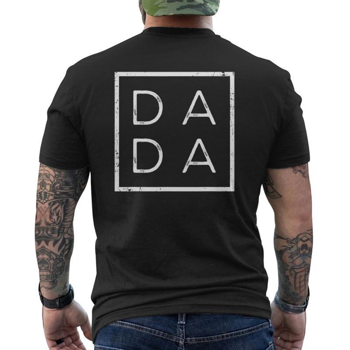 Distressed Dada Graphic For Father Dad Dada Mens Back Print T-shirt