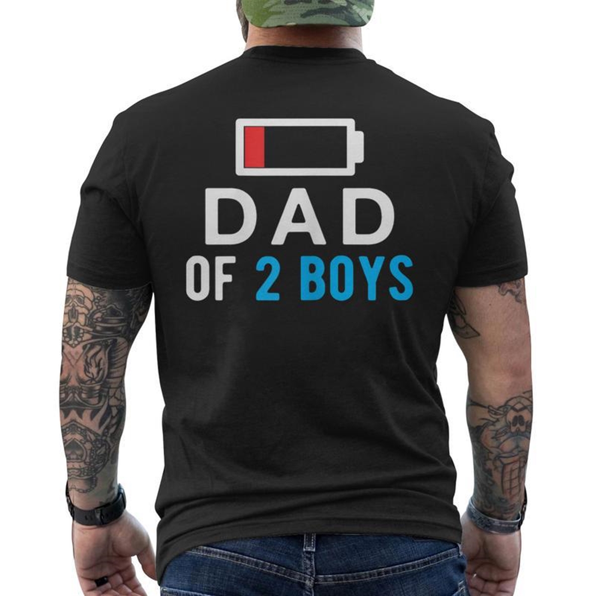 Father’s Day Shirt Dad Of 2 Boys Shirt Idea Mens Back Print T-shirt