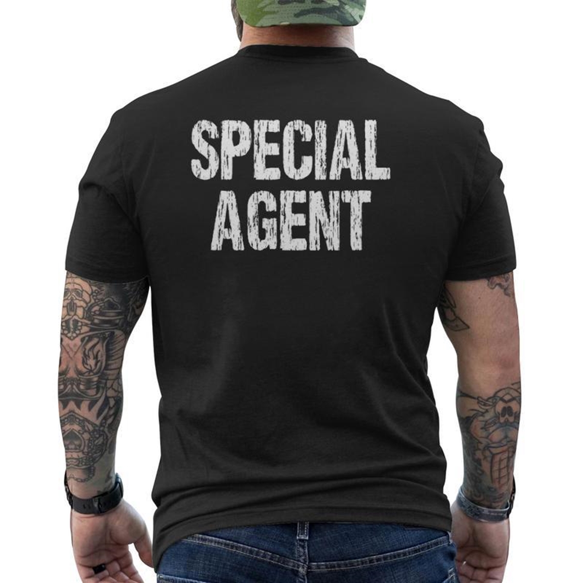 Father’s Day Special Agent Hero Mens Back Print T-shirt