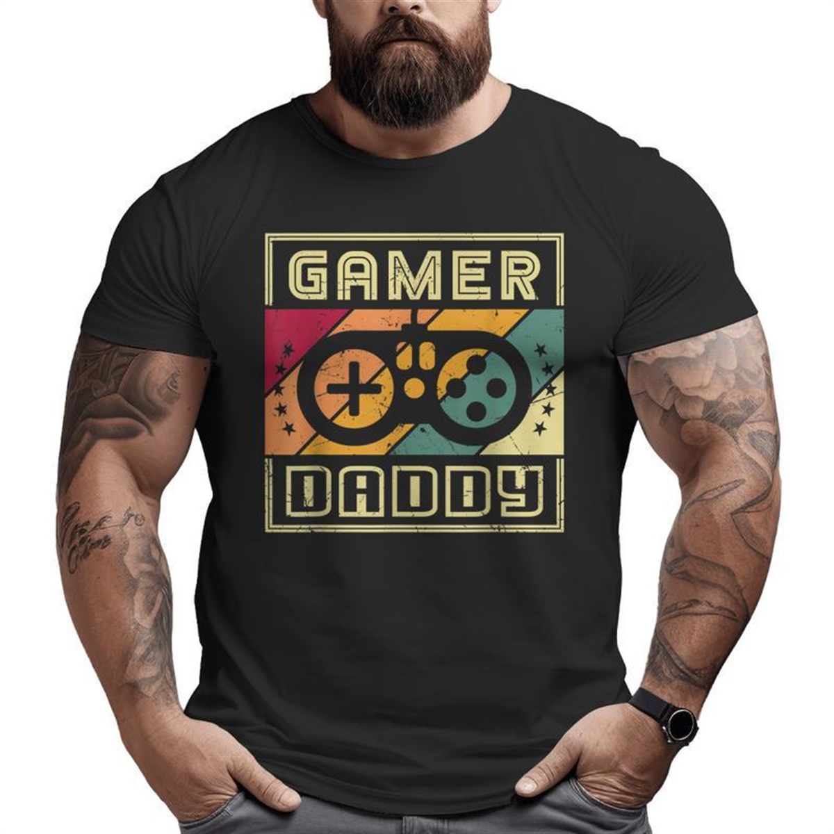 Gamer Daddy First Time Father New Dad Retro Video Games Big And Tall Men T-shirt