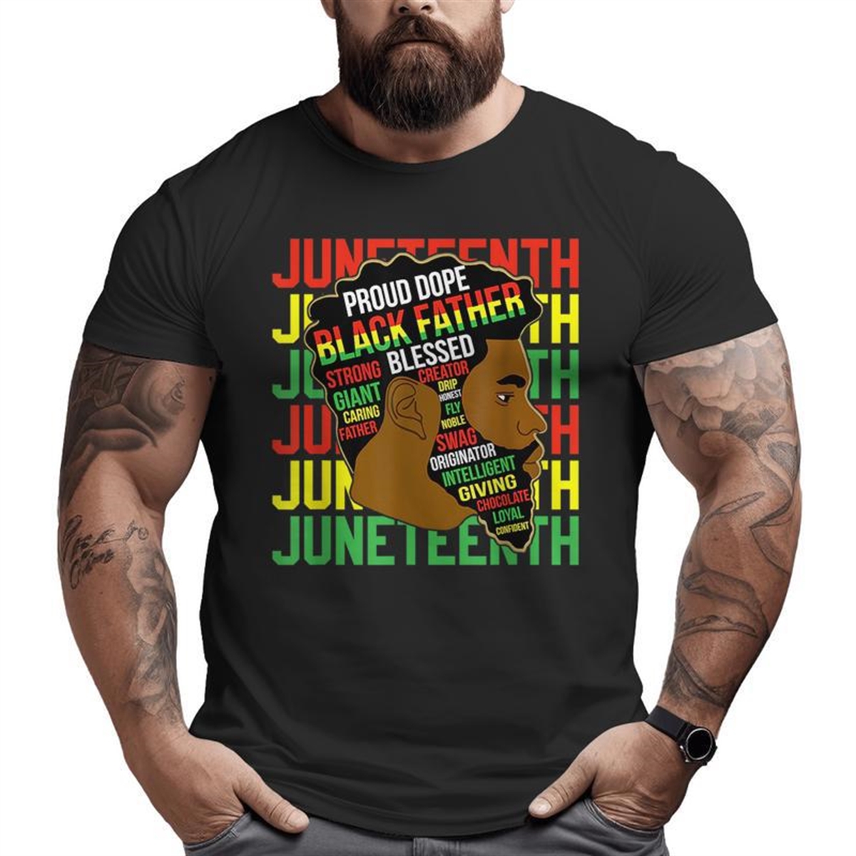 Junenth Proud Black Men Fathers Day Black History African Big And Tall Men T-shirt