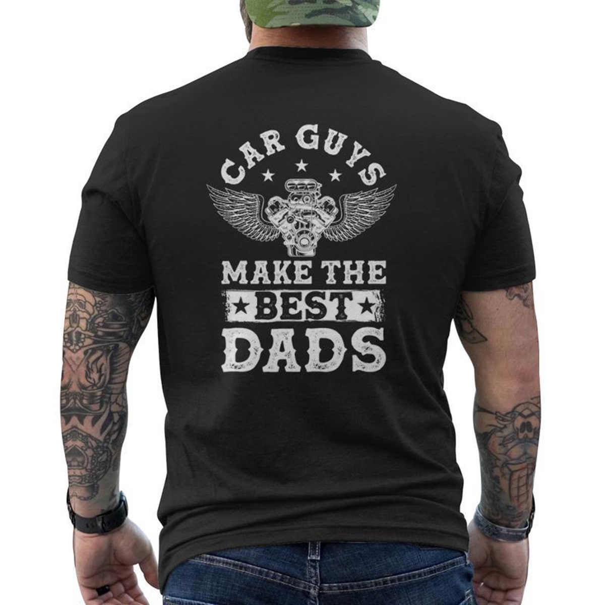 Mens Car Guys Make The Best Dads Garage Mechanic Father’s Day Mens Back Print T-shirt