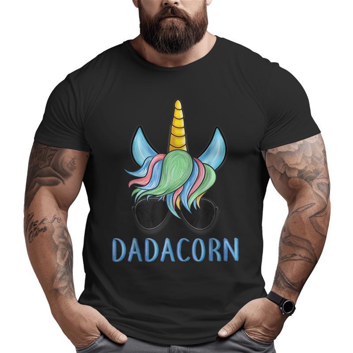Mens Dadacorn Unicorn Dad Father’s Day Big And Tall Men T-shirt