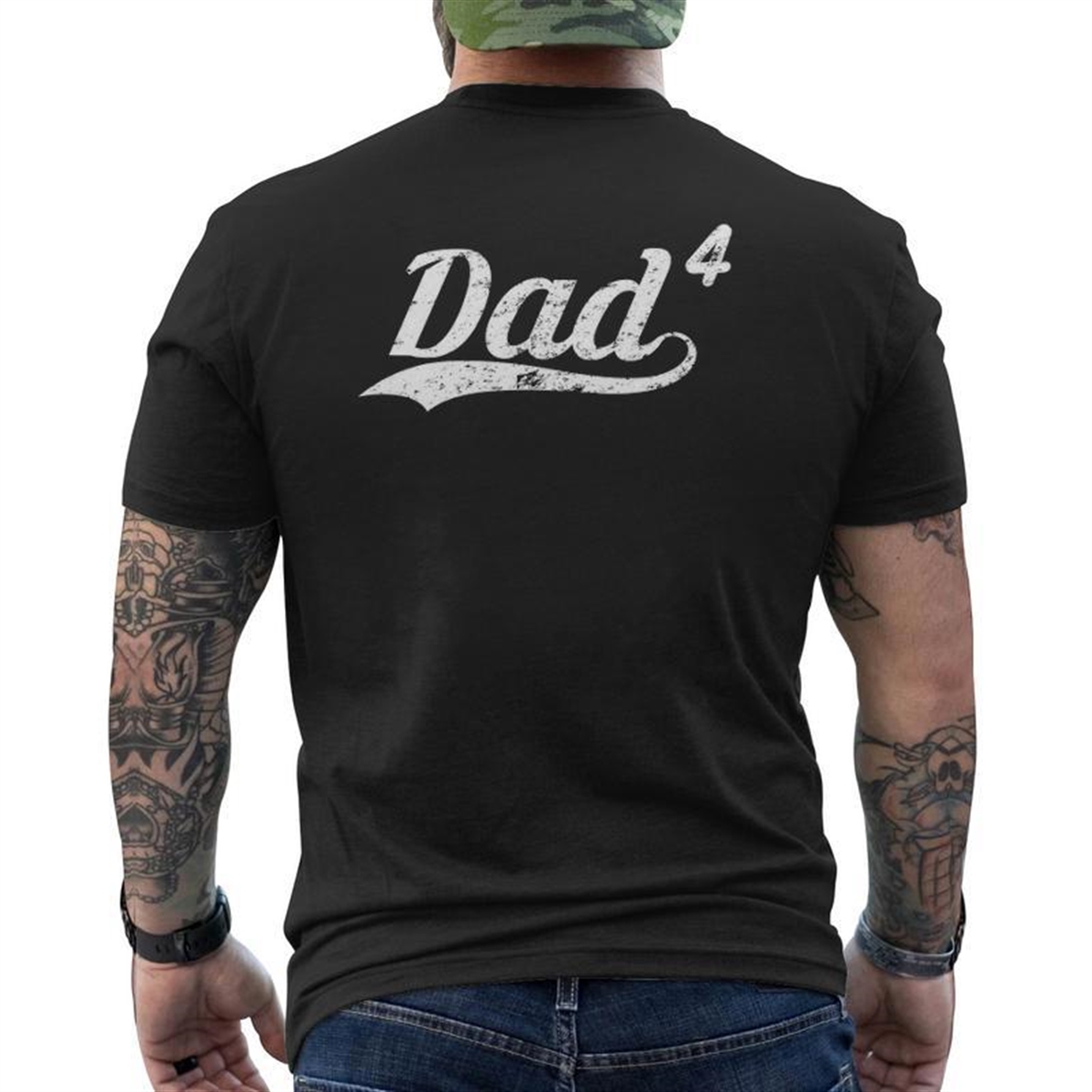 Mens Father’s Day Dad4 Daddy Mens Back Print T-shirt