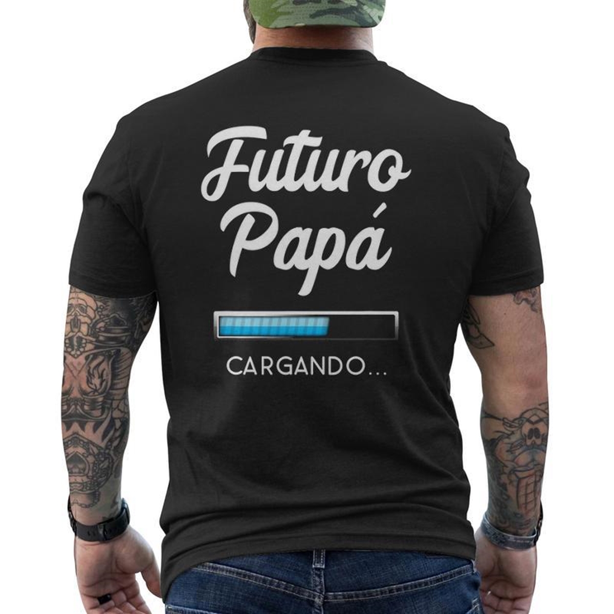 Mens Futuro Papa Cargando Graphic Future Dad Apparel Mens Back Print T-shirt