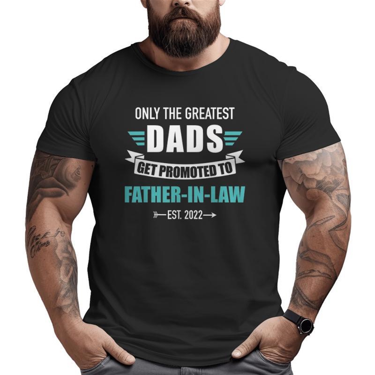 Mens Great Dads Promoted To Father-in-law 2022 Pregnancy Announcement Big And Tall Men T-shirt