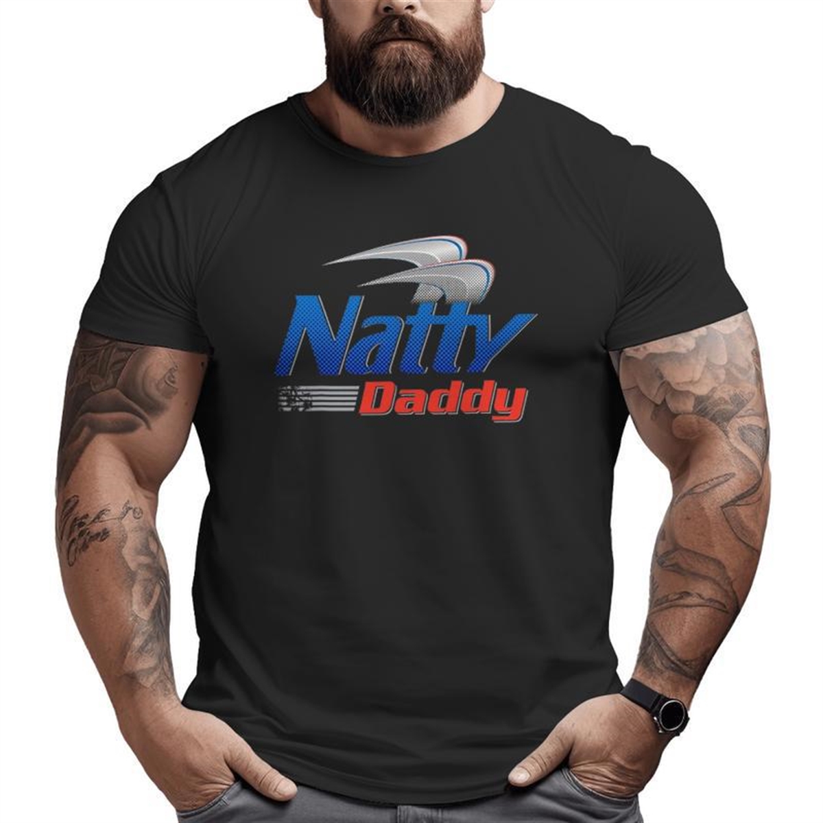 Mens Natty Daddy Dad Bod Light Humor Beer Lover Father’s Day Big And Tall Men T-shirt