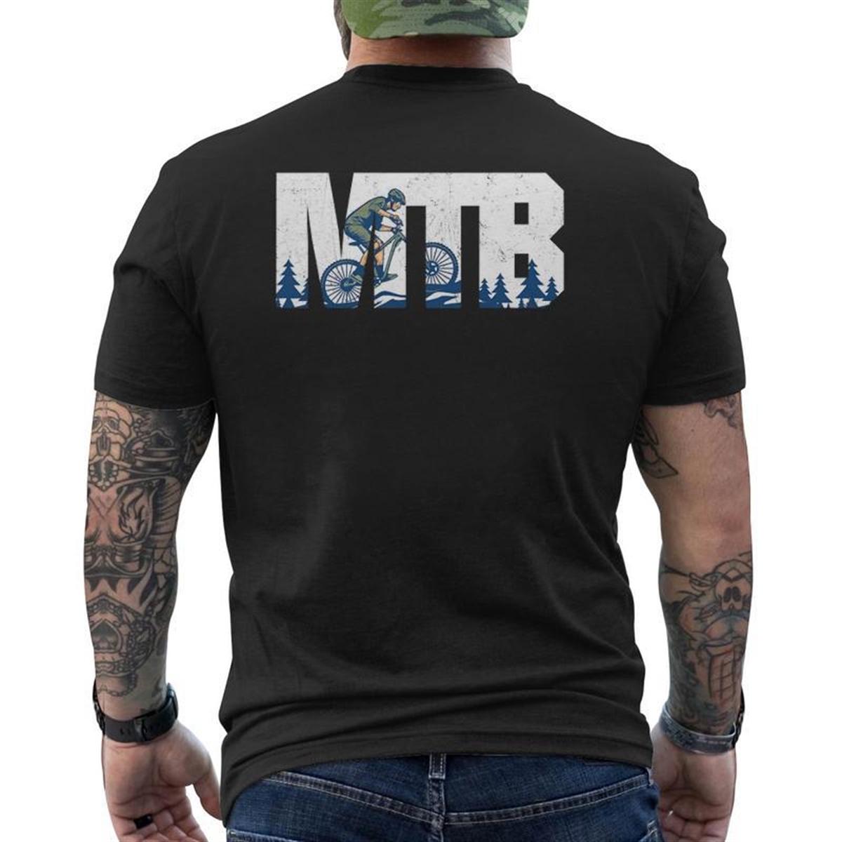 Mtb Mountain Bike Biker For Men Father’s Day Dad Mens Back Print T-shirt