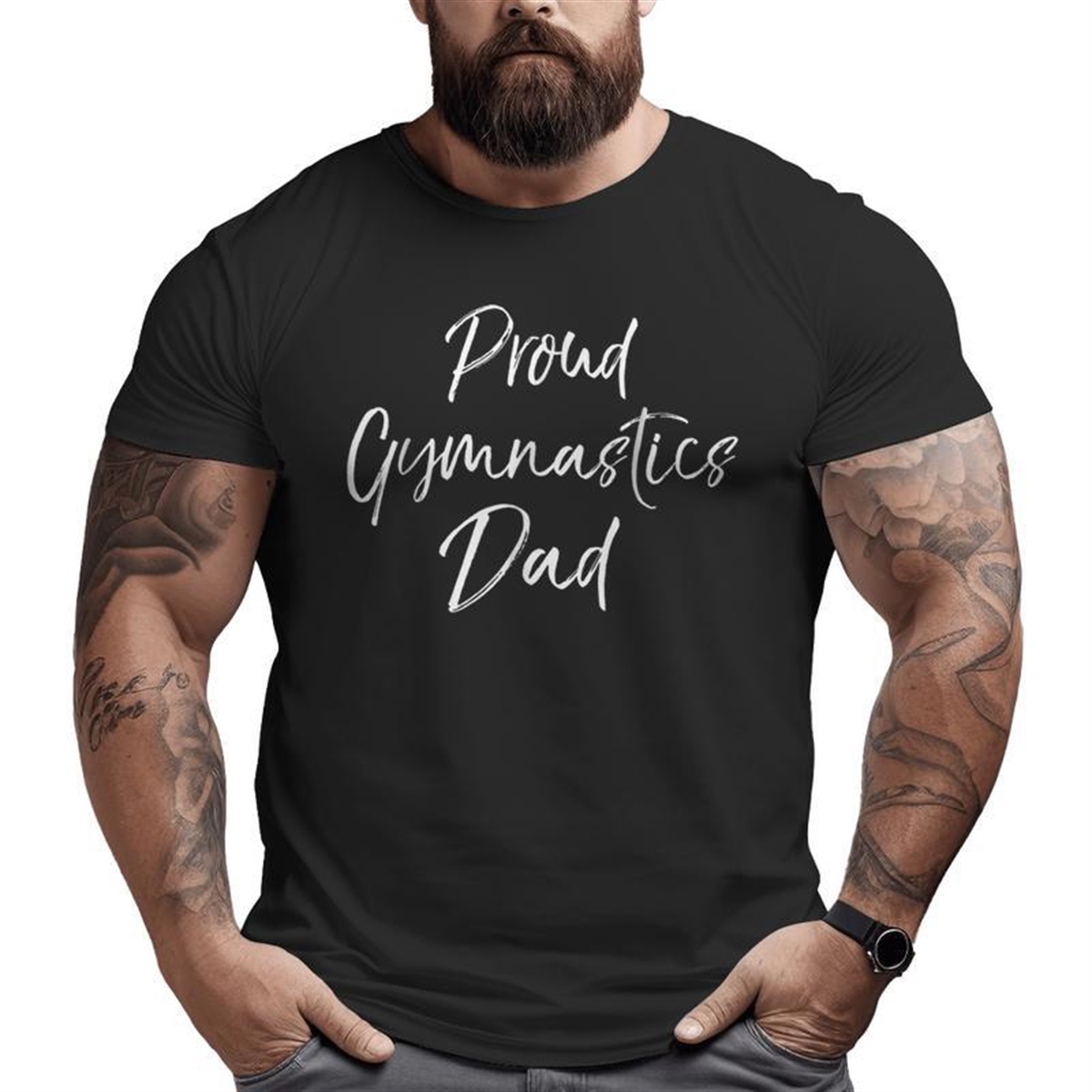Proud Gymnastics Dad Fun Cute Gymnast Father Big And Tall Men T-shirt