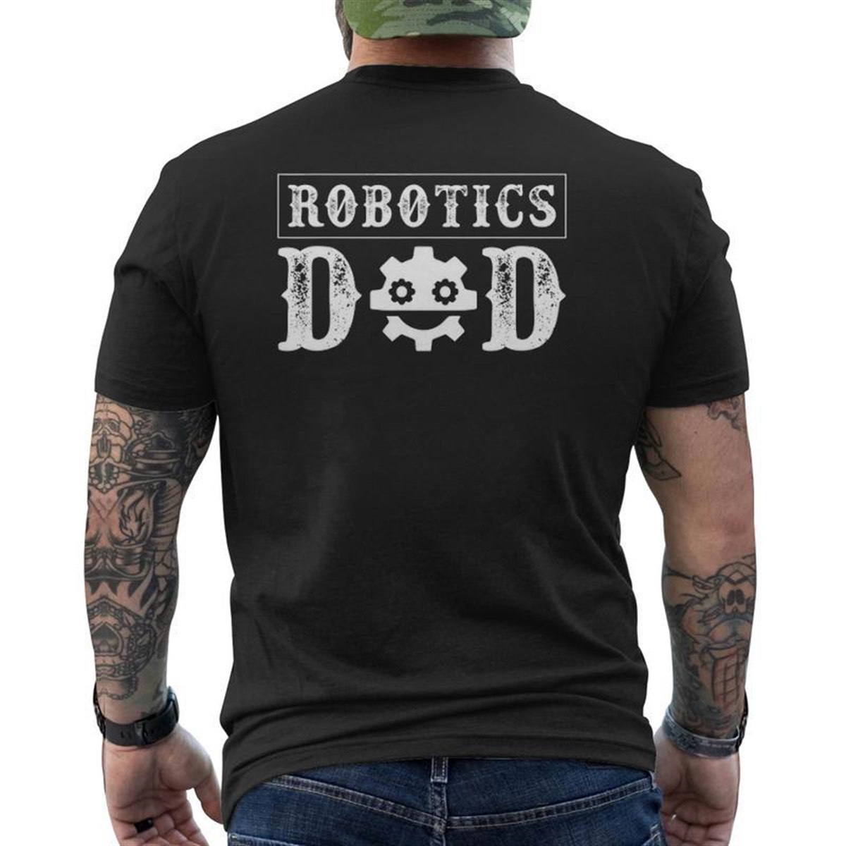 Robotics Father Robotics Dad Mens Back Print T-shirt