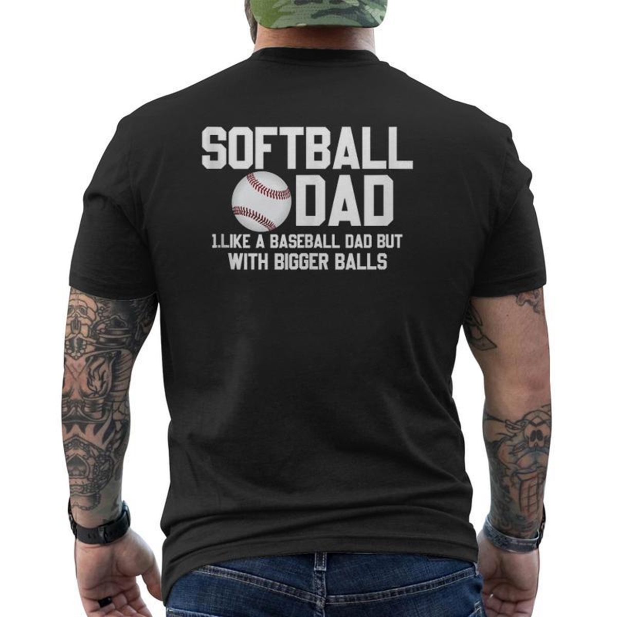 Softball Dad Like A Baseball But With Bigger Balls Father’s Mens Back Print T-shirt