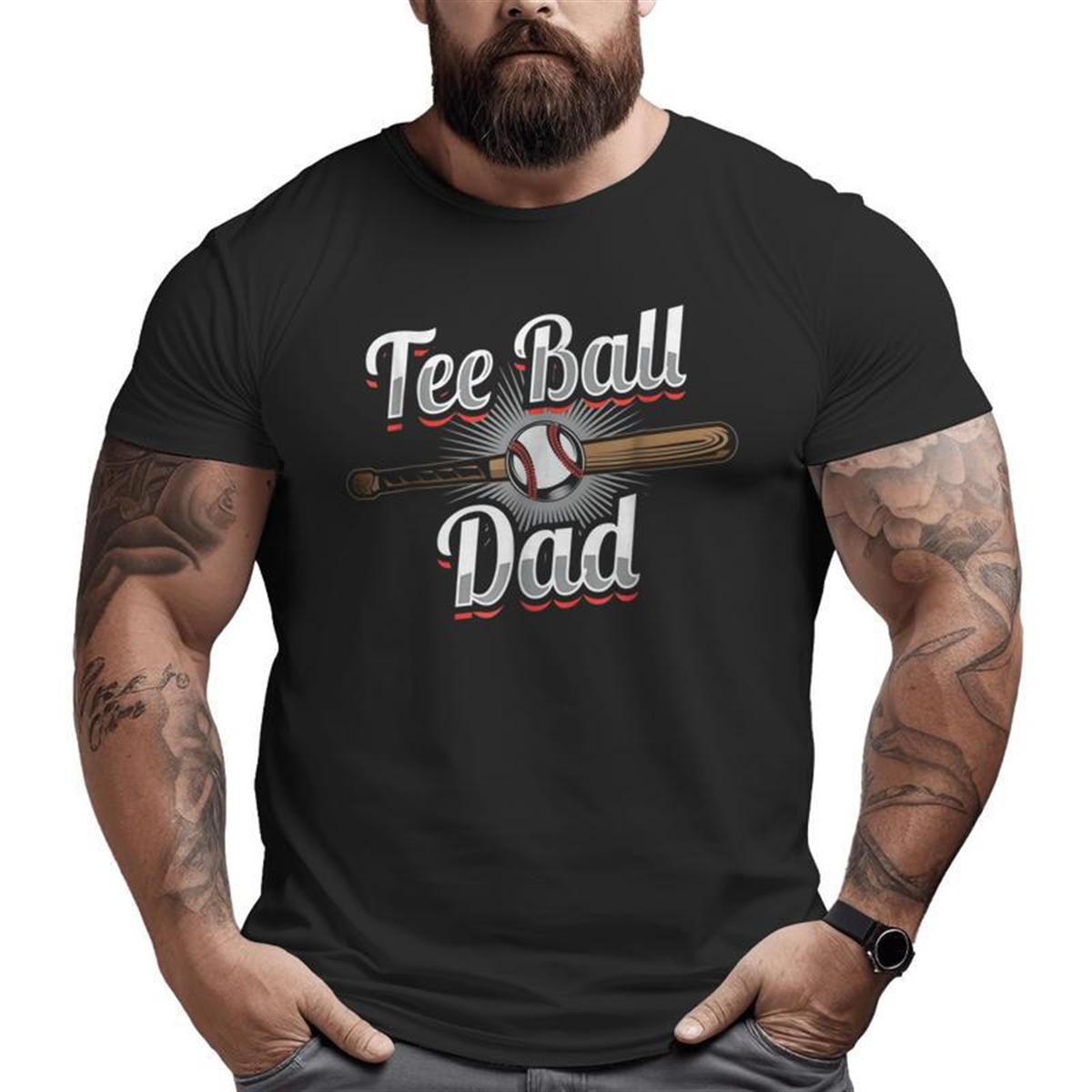 T-ball Dad Tee Ball Fathers Day Baseball Big And Tall Men T-shirt