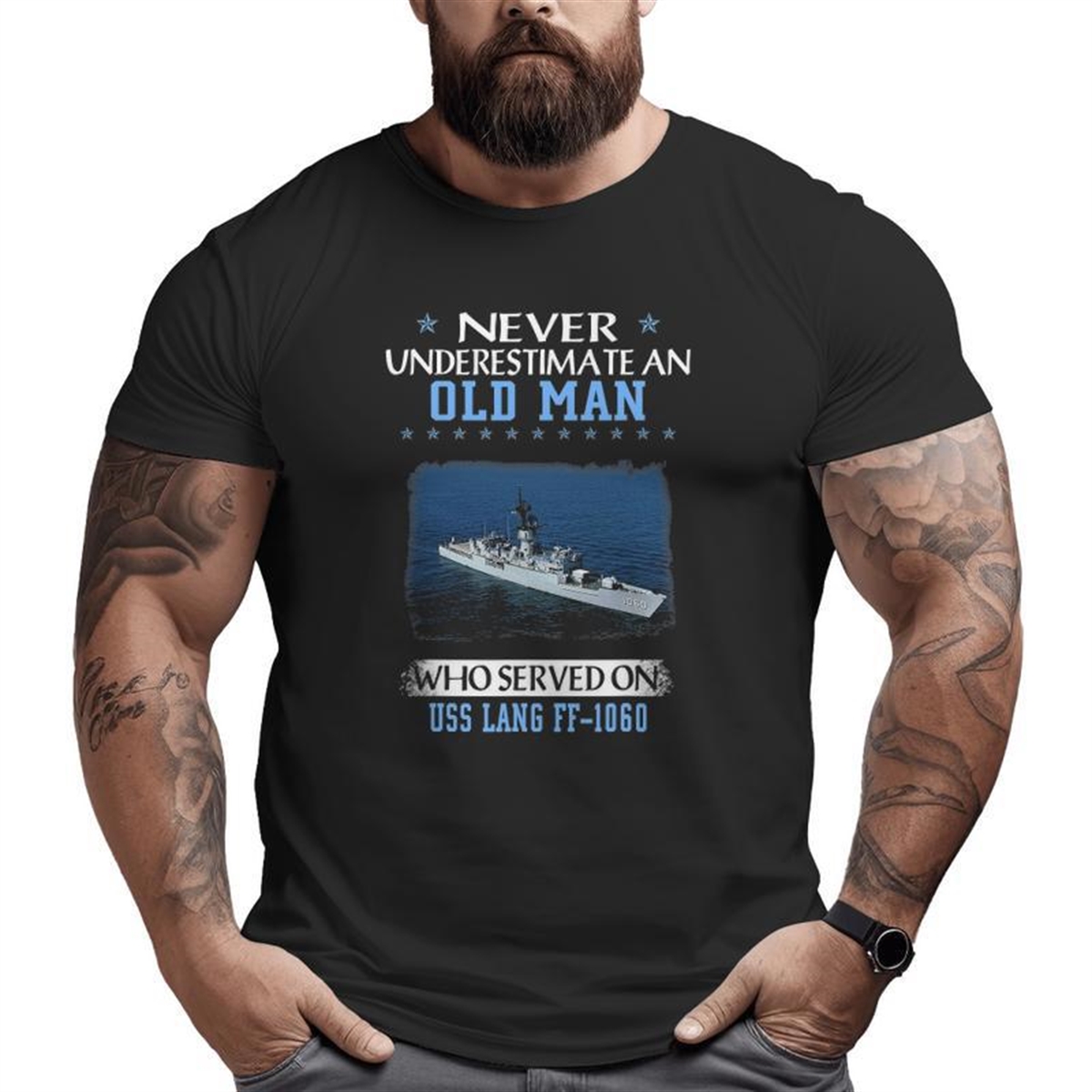 Uss Lang Ff 1060 Veterans Day Father Day Big And Tall Men T-shirt