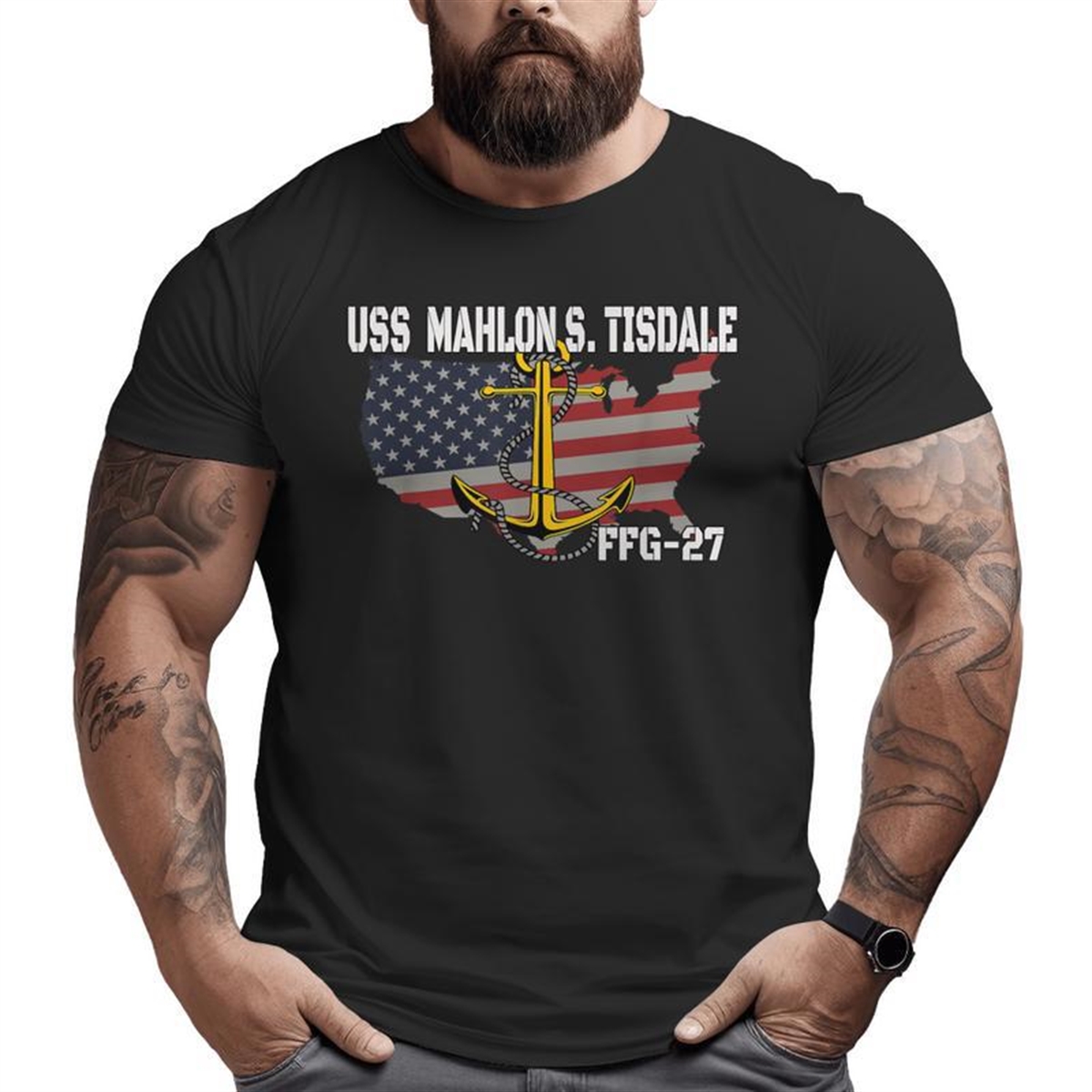 Uss Mahlon S Tisdale Ffg-27 Frigate Veterans Father Grandpa Big And Tall Men T-shirt