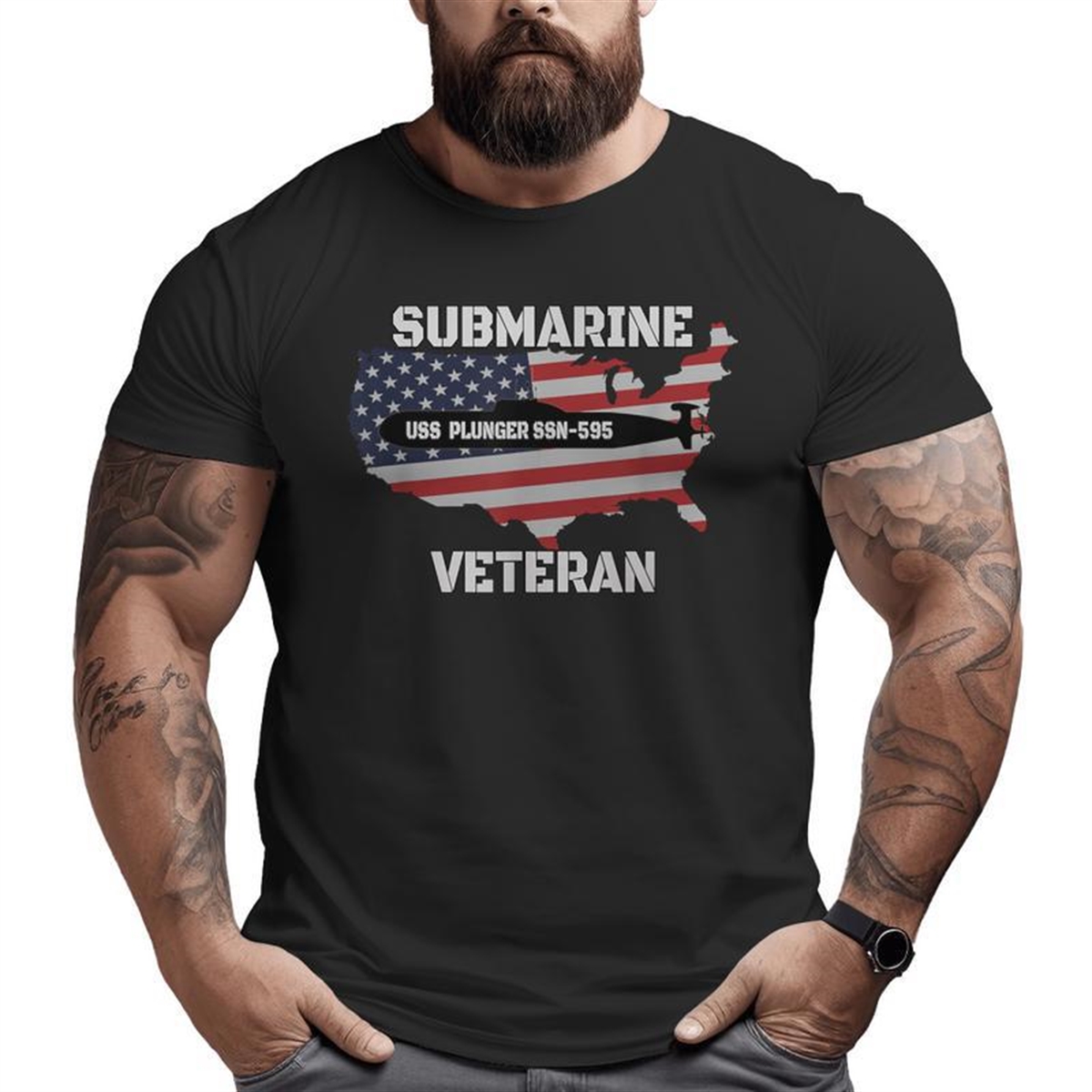 Uss Plunger Ssn-595 Submarine Veterans Day Father Grandpa Big And Tall Men T-shirt